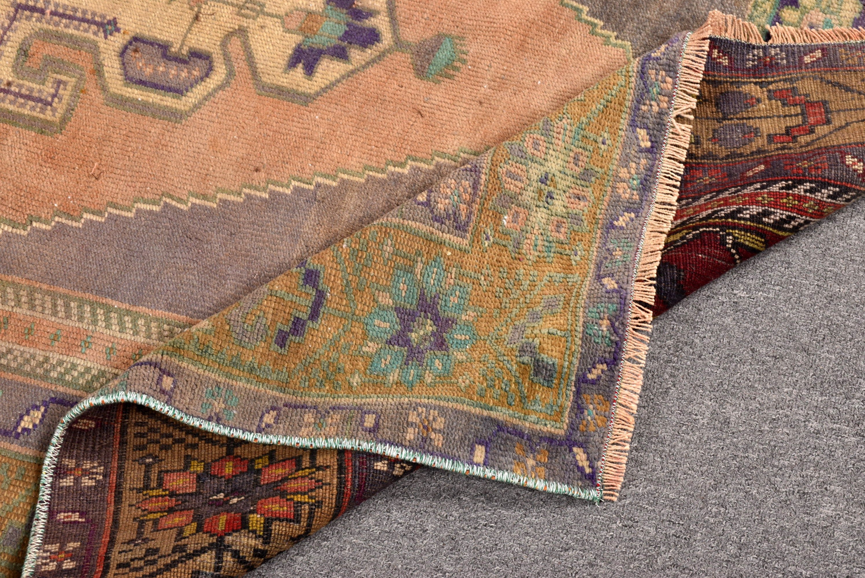 Oushak Bölge Halıları, Vintage Halı, 4,1x8 ft Alan Halısı, Boho Bölge Halıları, Türk Halıları, El Dokuma Halılar, Modern Halılar, Bildiri Halısı, Yeşil Boho Halı