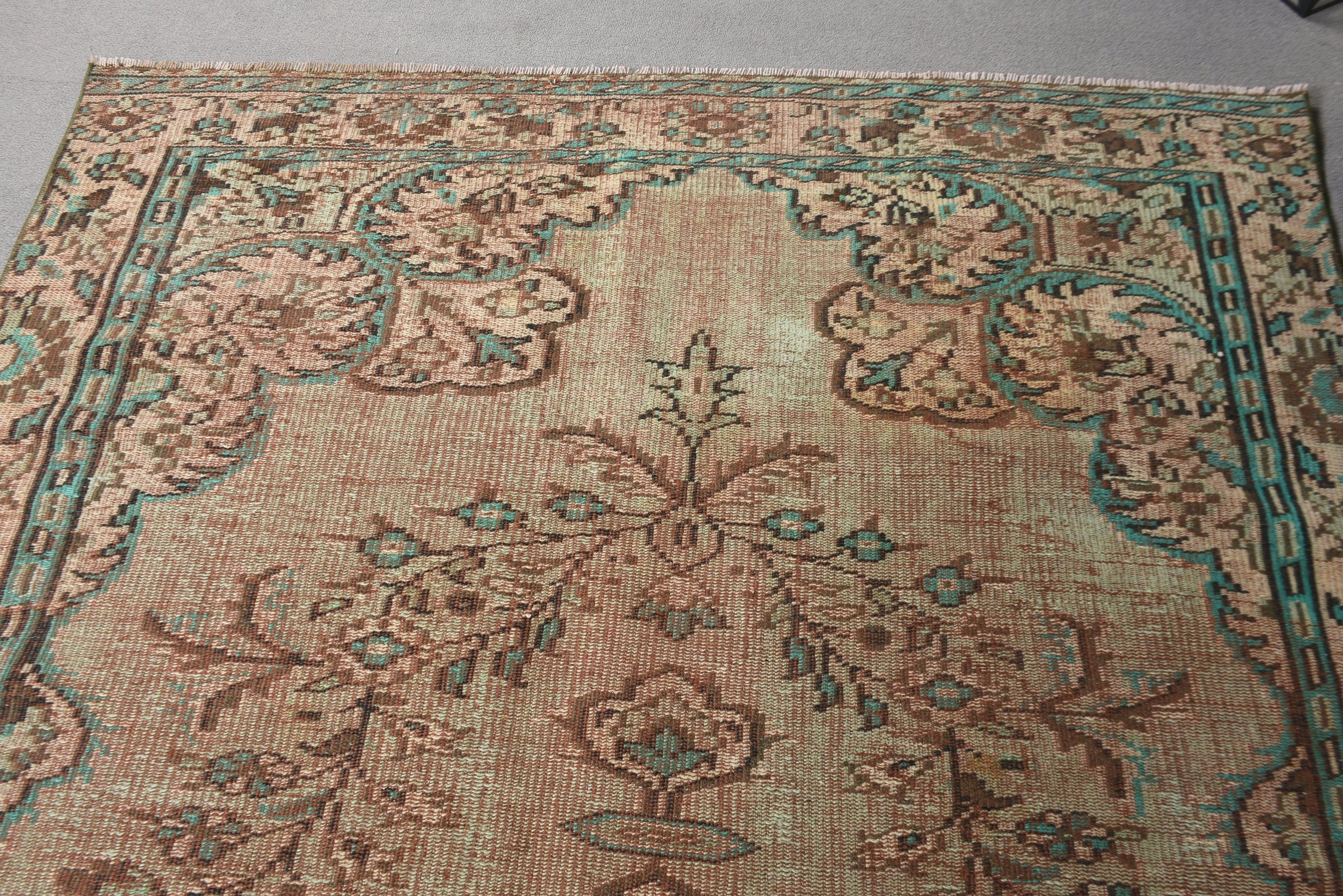 Türk Halıları, 5.5x10 ft Büyük Halılar, Kahverengi Yer Halıları, Boho Halıları, Vintage Halılar, Büyük Boho Halıları, Yatak Odası Halısı, Büyük Oushak Halıları