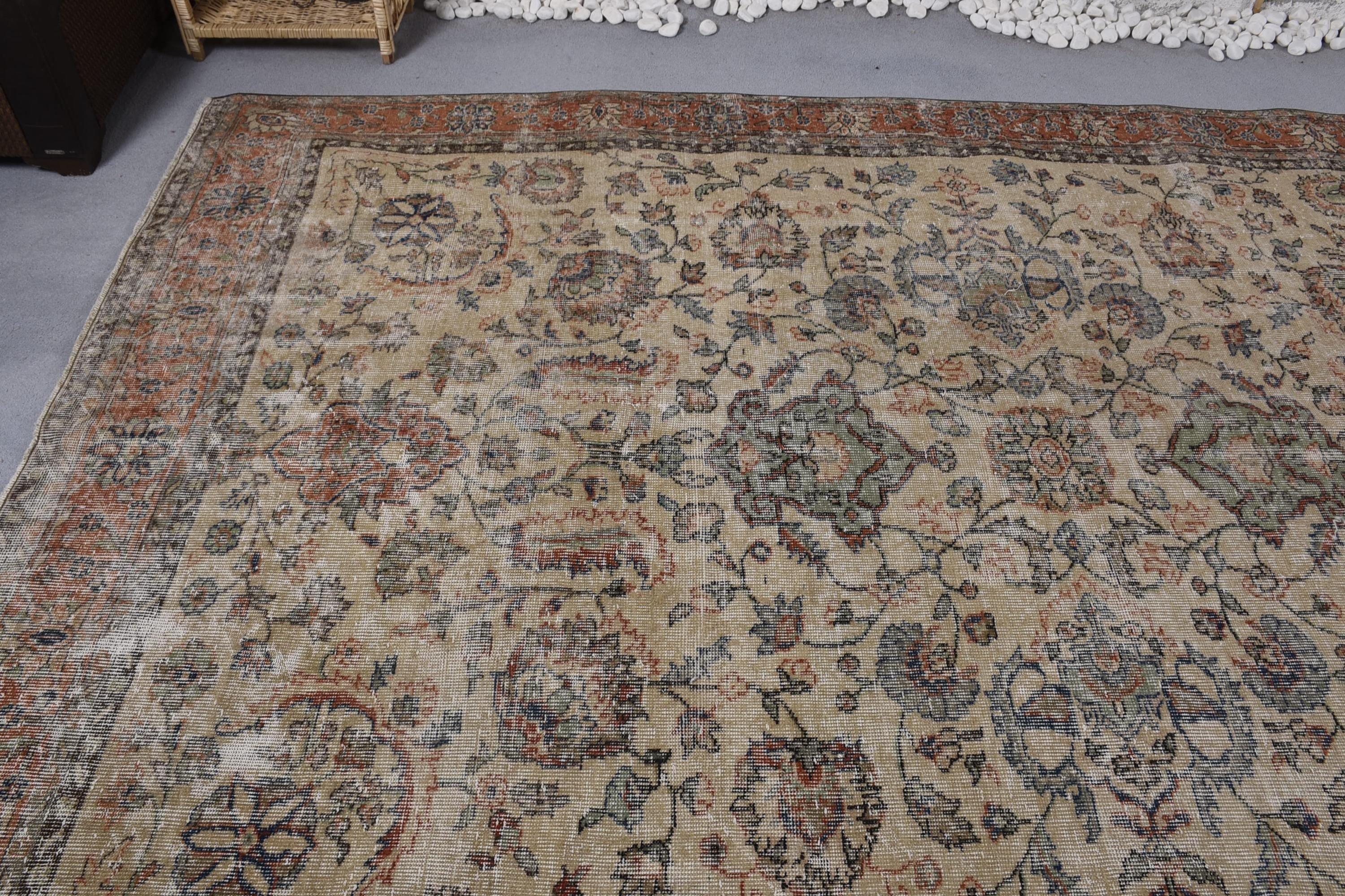 Oversize Turkish Rugs, 7.1x10.6 ft Oversize Rugs, Beige Kitchen Rugs, Turkish Rugs, Vintage Rugs, Salon Rugs, Moroccan Rugs, Antique Rugs