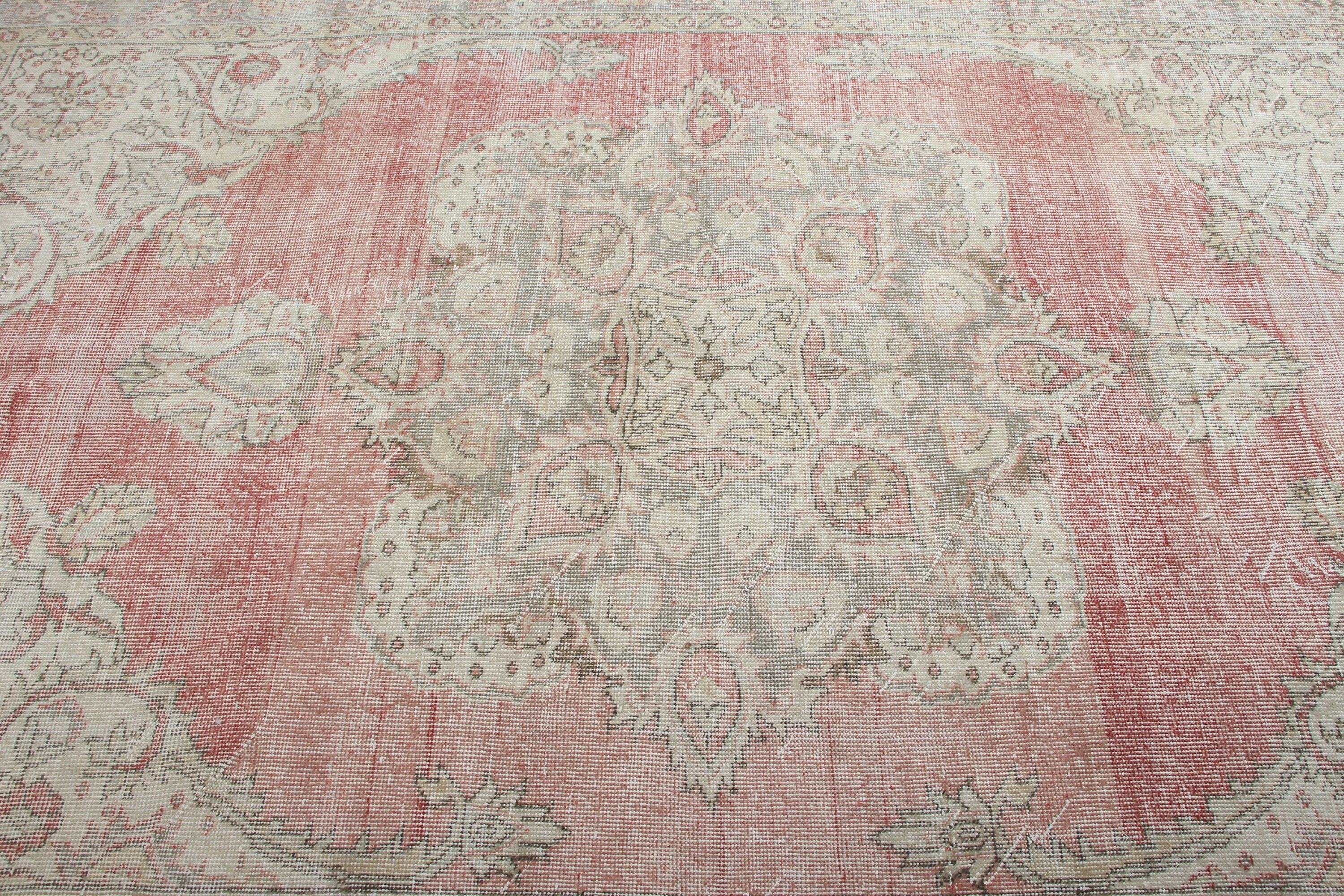 Vintage Rugs, Turkish Rug, 6.2x8.7 ft Large Rug, Bedroom Rugs, Pink Antique Rugs, Dining Room Rug, Moroccan Rug, Cool Rugs, Abstract Rug