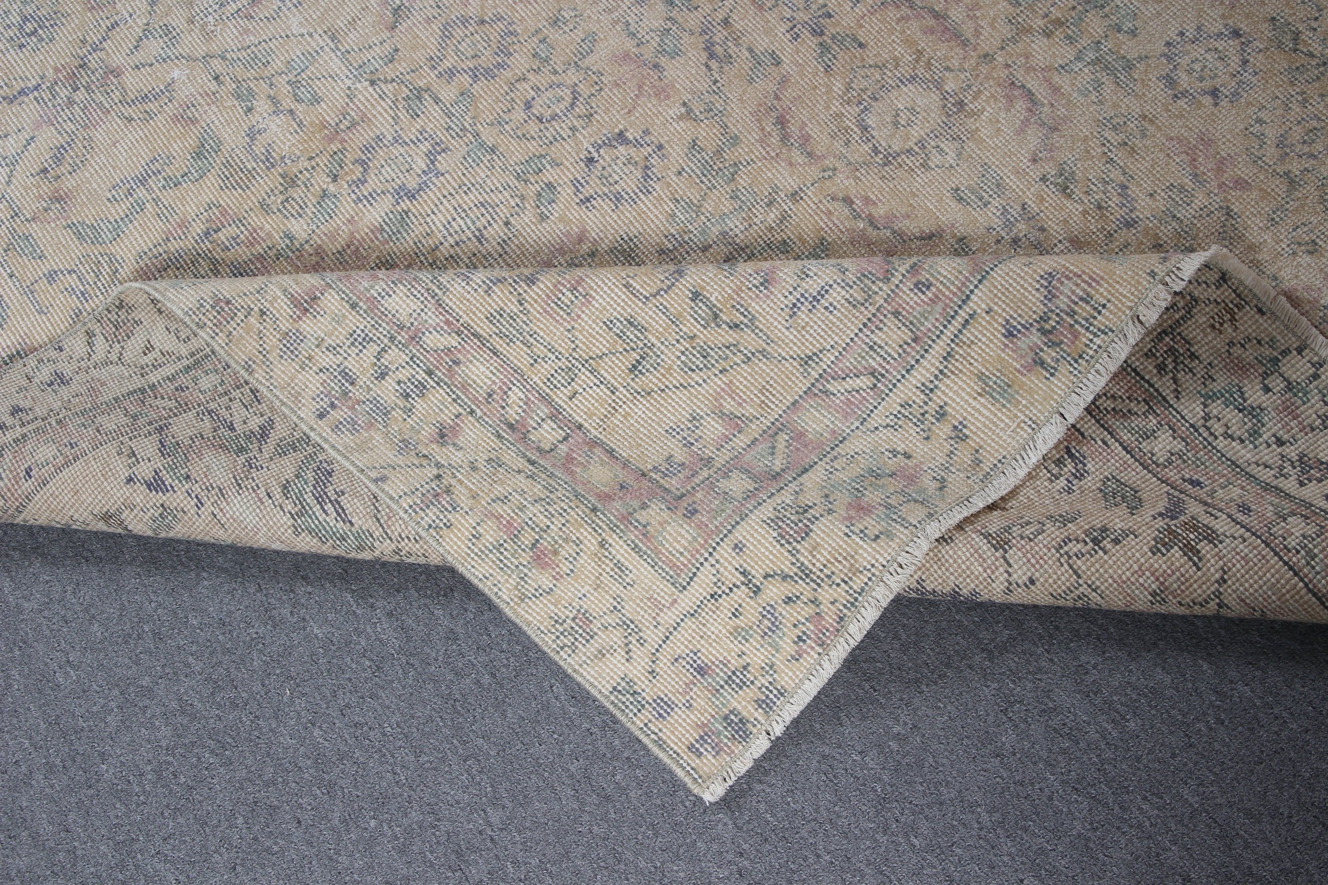 Vintage Halılar, Oushak Halıları, Yemek Odası Halıları, Büyük Oushak Halıları, Türk Halısı, Lüks Halılar, 5.9x9.4 ft Büyük Halılar, Bej Ev Dekorasyonu Halısı