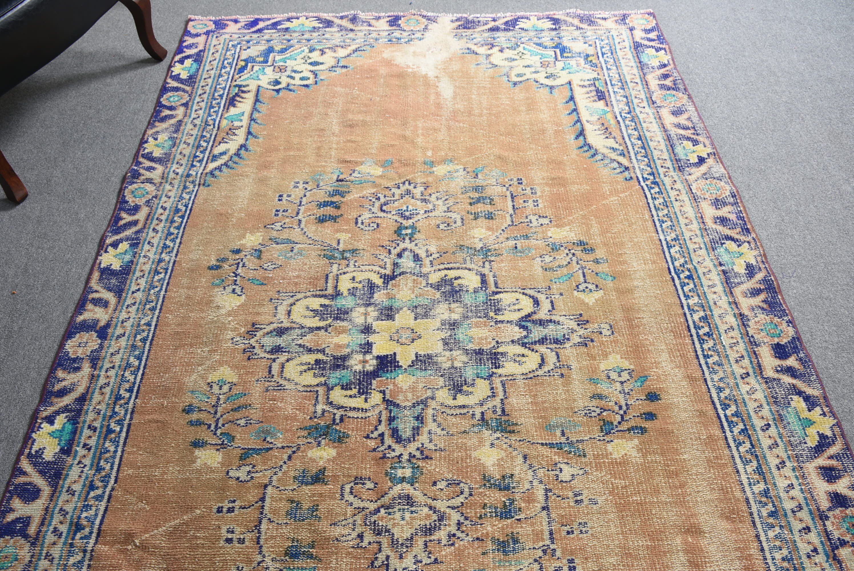 Vintage Rug, Brown Home Decor Rugs, Salon Rug, Turkish Rugs, 5.4x8.8 ft Large Rug, Pale Rug, Dining Room Rug, Kitchen Rugs