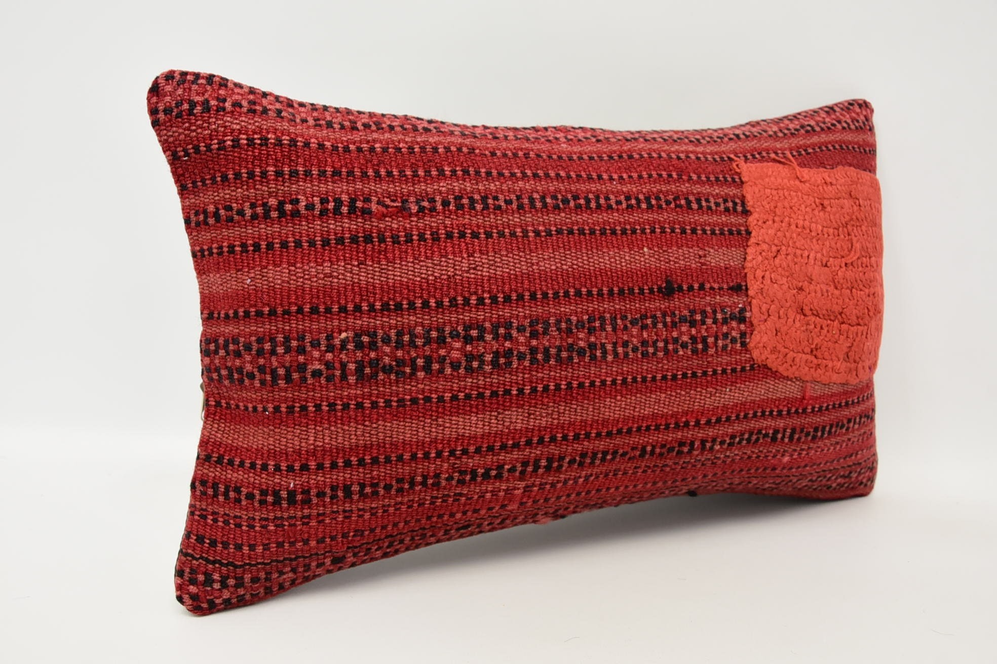 Ethnic Pillow Case, Neutral Throw Cushion Case, Kilim Pillow, 12"x20" Red Cushion, Turkish Kilim Pillow, Kilim Pillow Cover