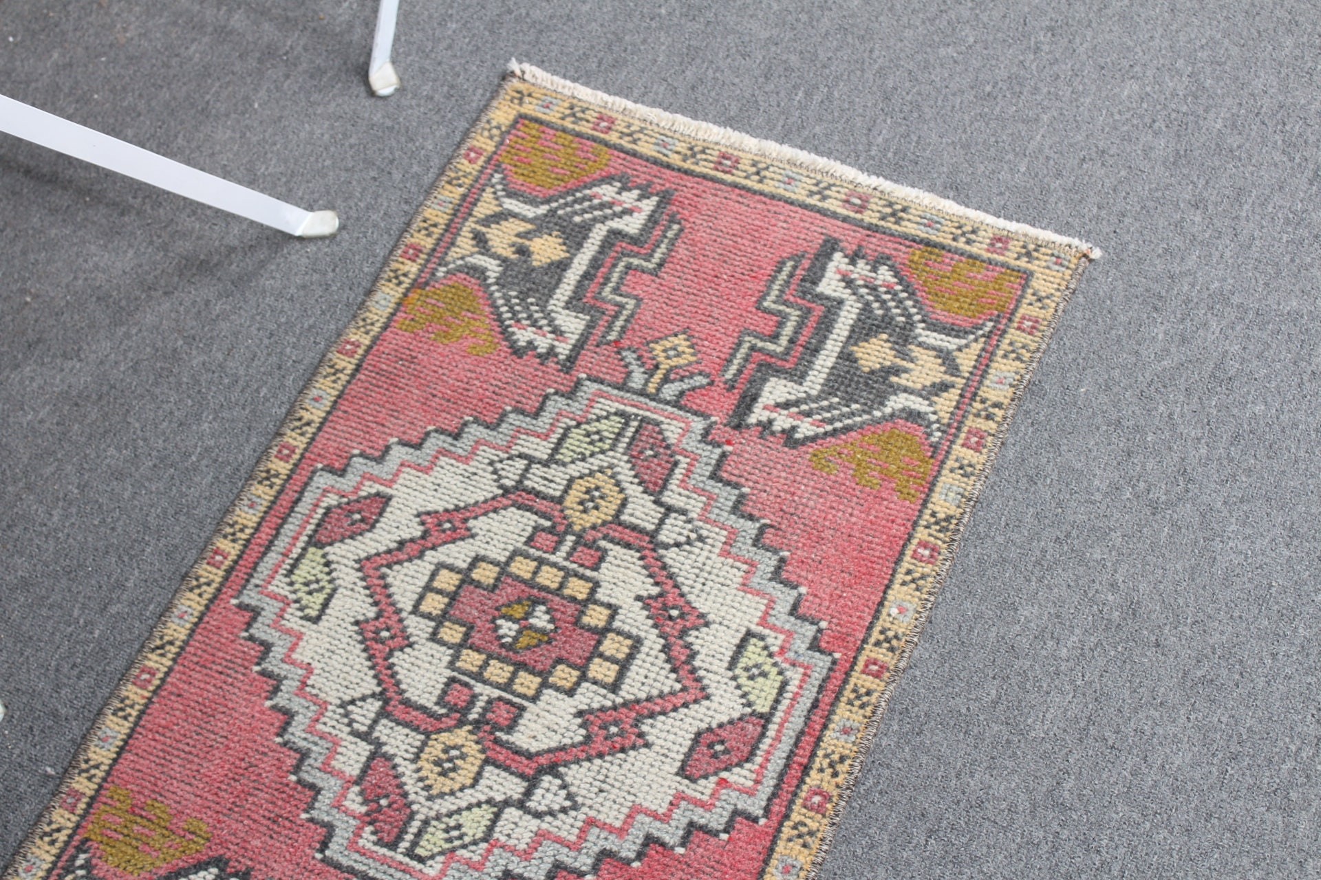 Kapı Paspası Halısı, Türk Halıları, Banyo Halıları, Soğuk Halı, Mutfak Halısı, 1.5x2.8 ft Küçük Halı, Pembe Antika Halı, Vintage Halı, Yatak Odası Halısı