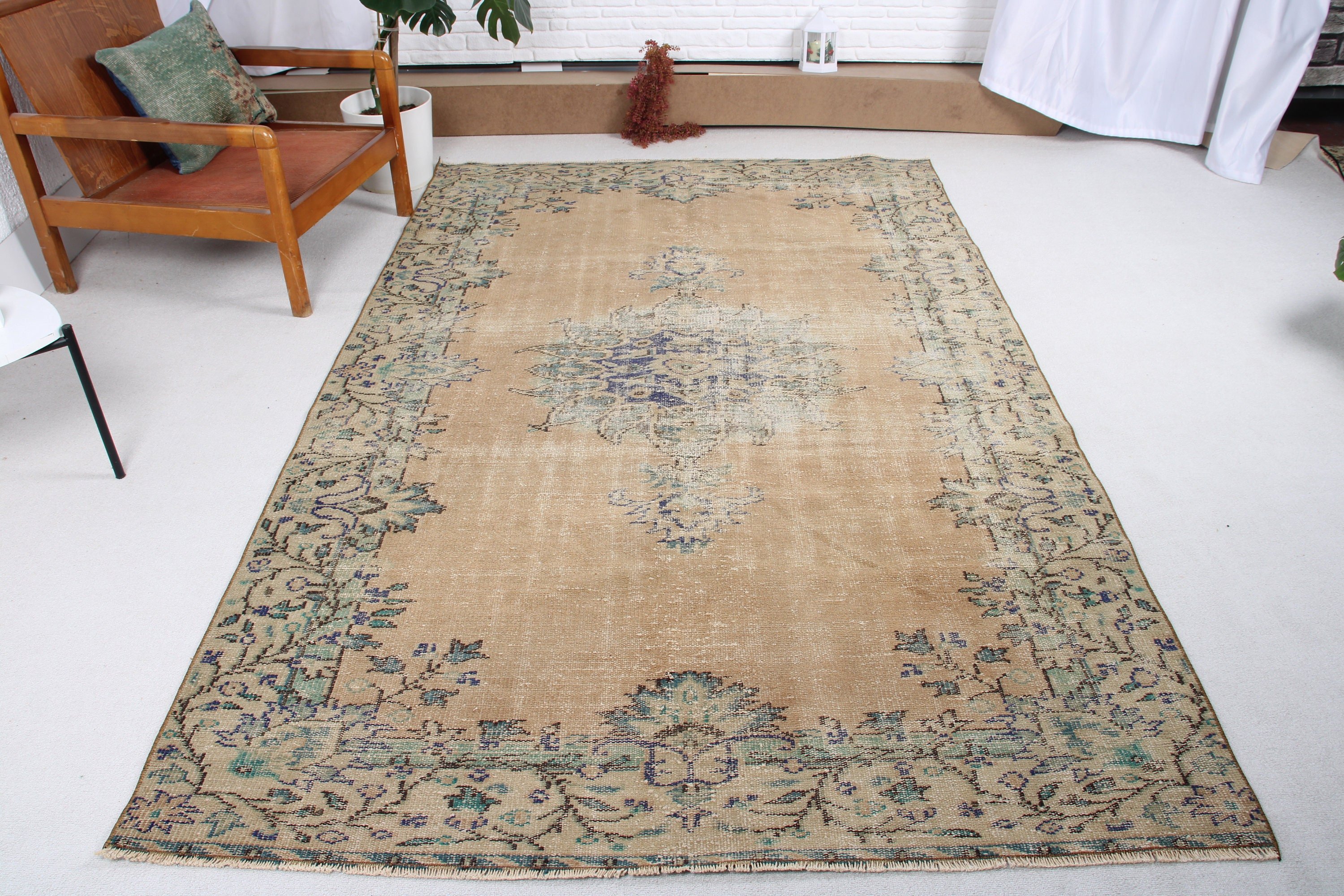 Kahverengi Ev Dekor Halısı, 5.4x9.4 ft Büyük Halılar, Türk Halıları, Salon Halıları, Vintage Halılar, Nötr Halılar, Lüks Halı, Büyük Vintage Halılar