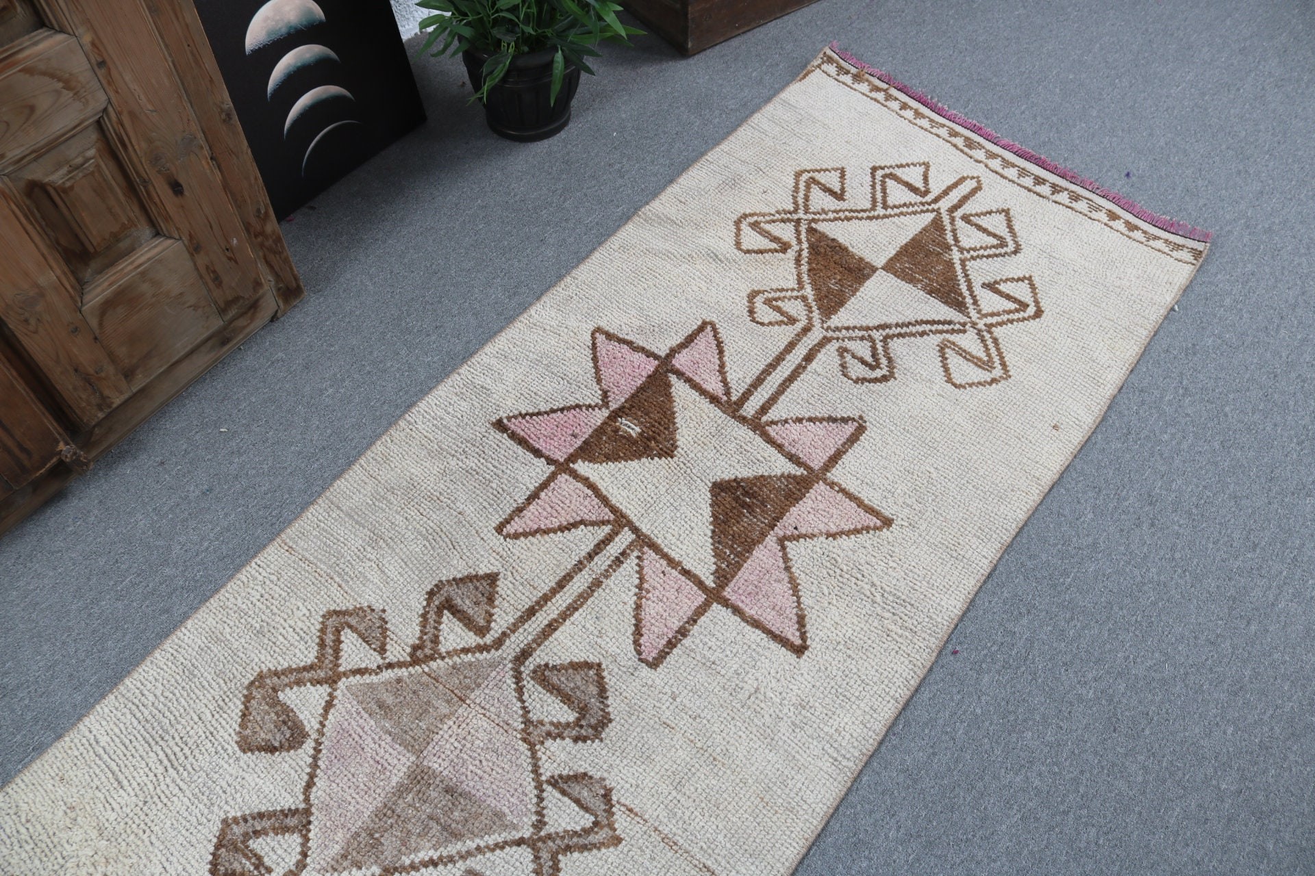 Neutral Rugs, Bedroom Rug, Rugs for Hallway, Vintage Runner Rugs, Vintage Rugs, Turkish Rugs, Beige  2.6x9.9 ft Runner Rug