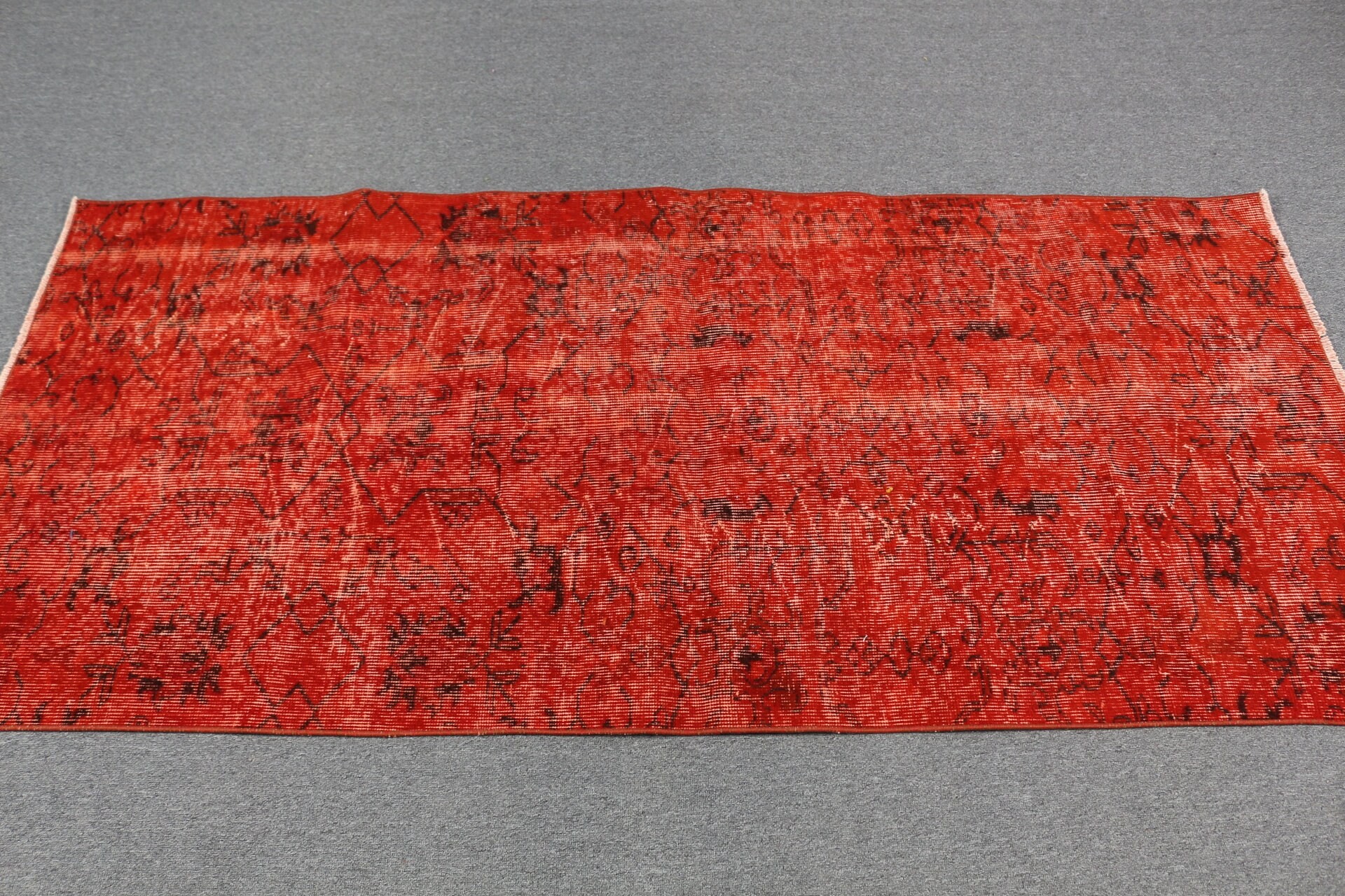 Türk Halıları, Mutfak Halısı, 3x6,5 ft Aksan Halısı, Ev Dekorasyonu Halısı, Vintage Halılar, Yün Halısı, Kırmızı Soğuk Halı, Mutfak Halıları, Çocuk Odası Halısı