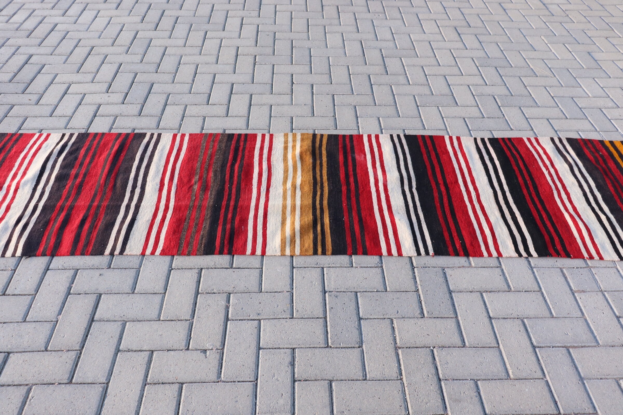 Kitchen Rug, Vintage Rug, Eclectic Rug, Kilim, Floor Rug, Red Wool Rugs, Anatolian Rug, Hallway Rugs, 2.3x11.2 ft Runner Rugs, Turkish Rugs