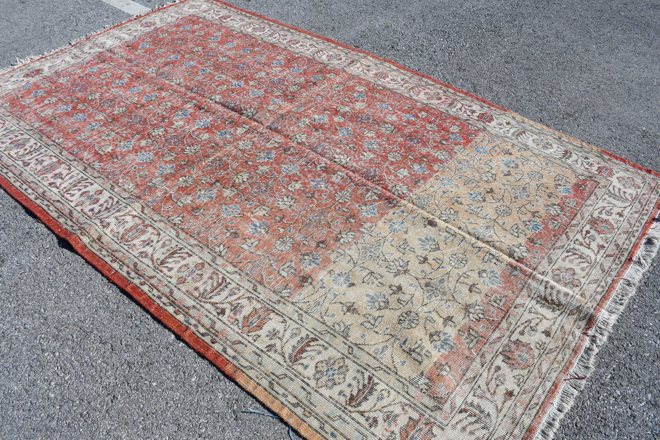 Living Room Rug, Antique Rugs, Vintage Rugs, Rugs for Bedroom, Kitchen Rug, 6.2x9.9 ft Large Rugs, Retro Rugs, Red Bedroom Rug, Turkish Rug