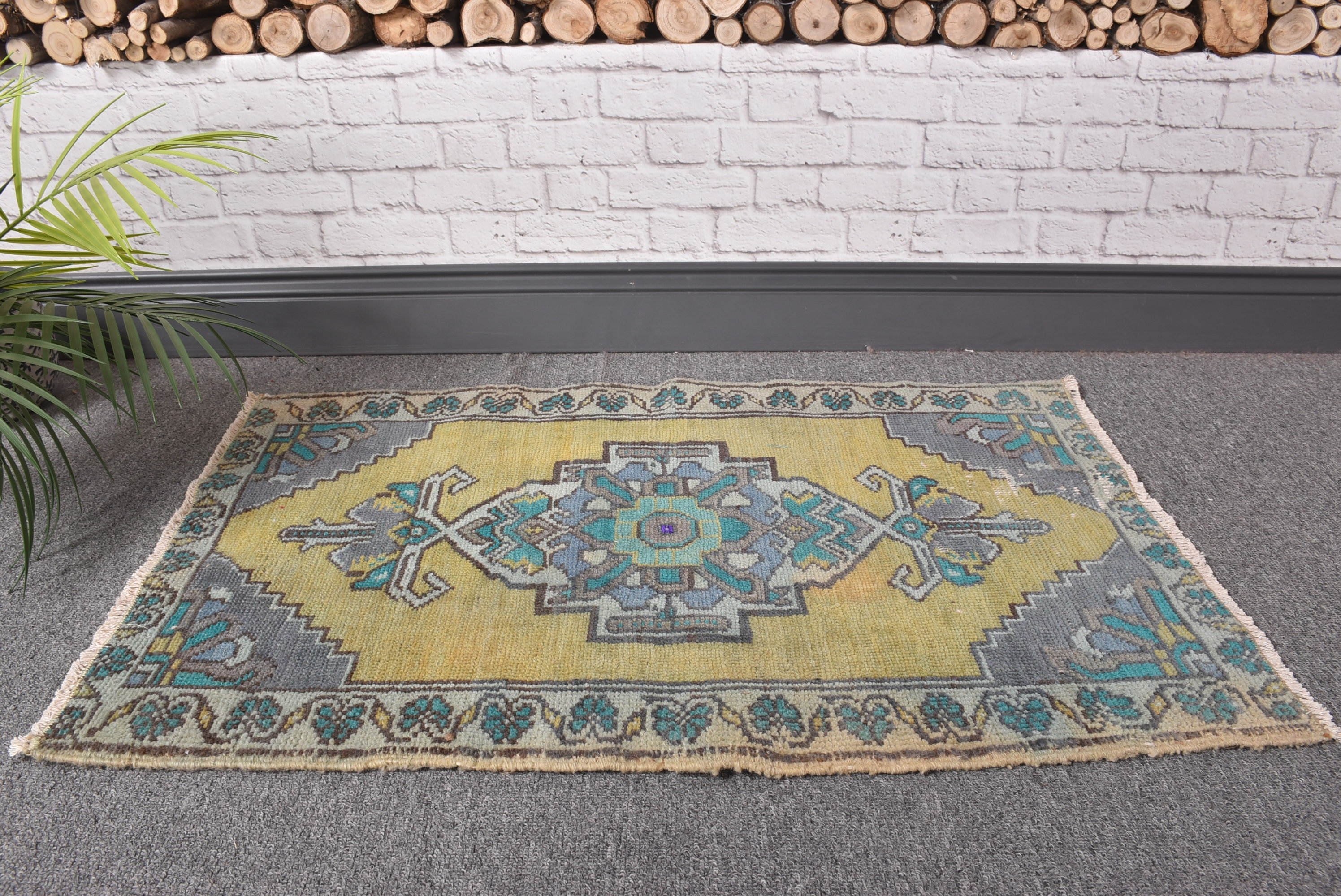 Kitchen Rugs, Vintage Rugs, Cool Rugs, Turkish Rug, Small Boho Rugs, Green Floor Rug, 1.6x2.7 ft Small Rug, Rugs for Bathroom, Entry Rugs