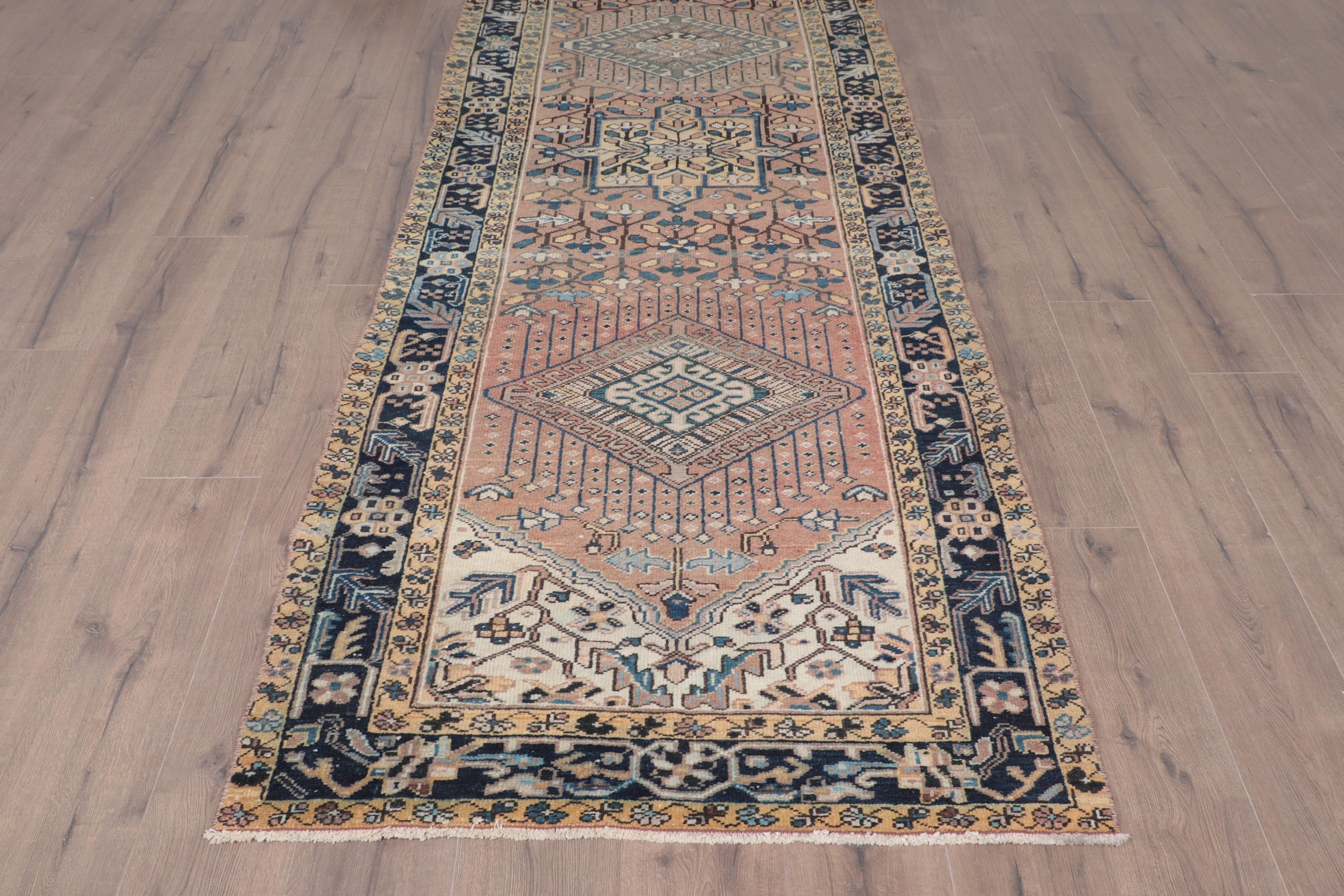 Blue Oushak Rugs, Hallway Rug, 3.5x12.9 ft Runner Rug, Bedroom Rugs, Kitchen Rugs, Exotic Rug, Vintage Rug, Turkish Rug, Rugs for Corridor