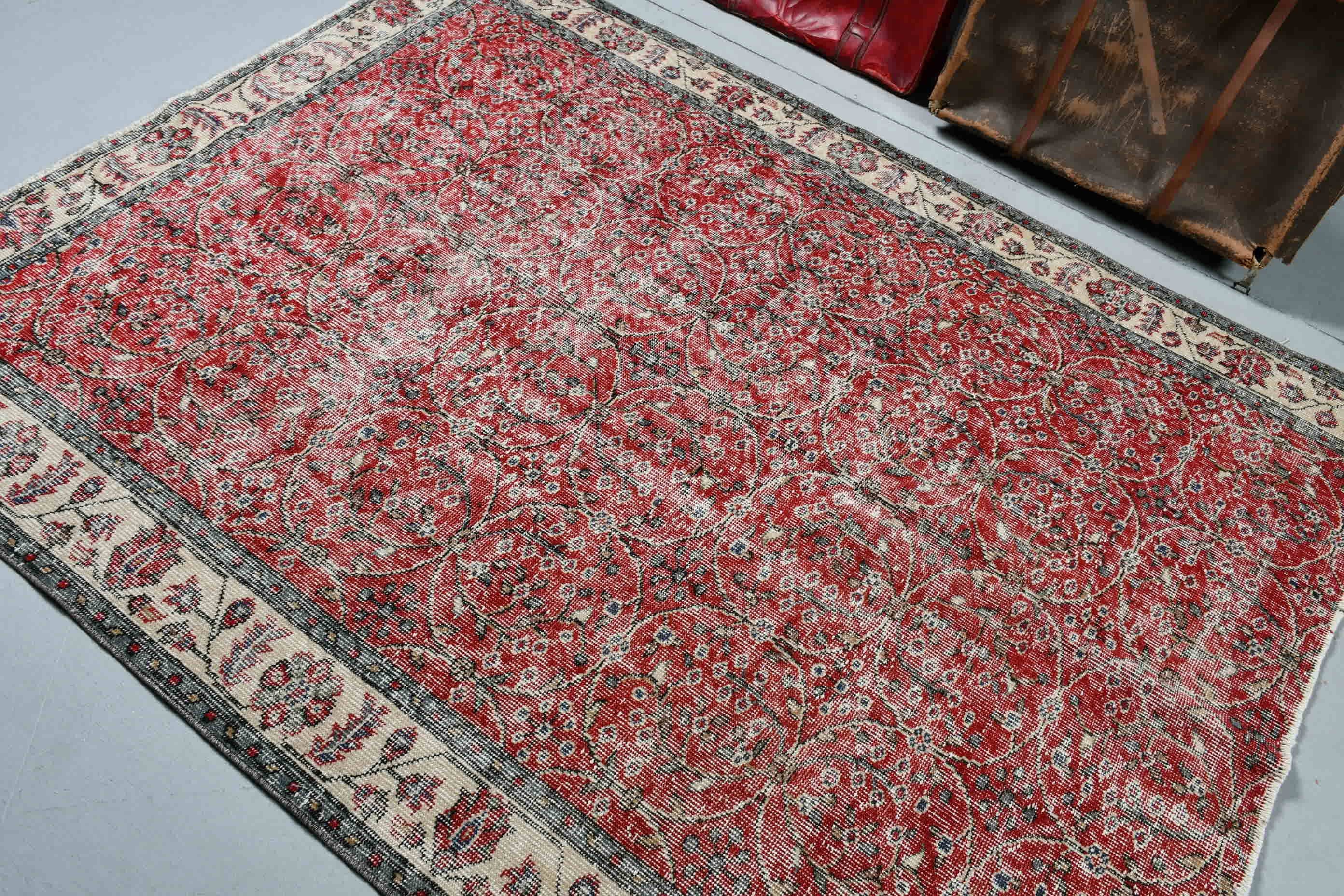 Kitchen Rugs, Office Rugs, 5.3x6.9 ft Area Rugs, Vintage Rugs, Home Decor Rug, Red Anatolian Rug, Turkish Rug, Nursery Rug