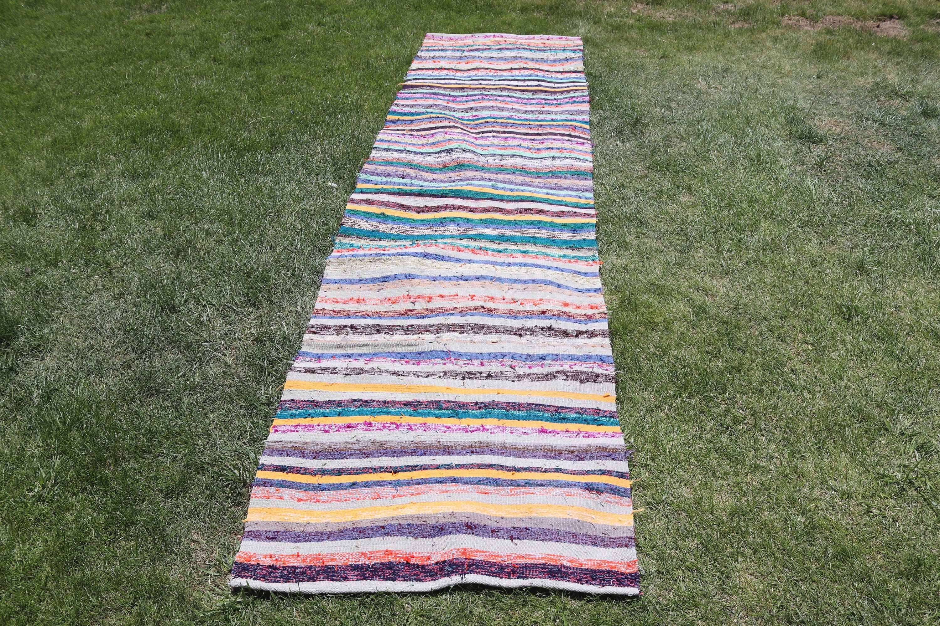 Runner Halıları, Vintage Halı, Mutfak Halısı, 2.6x10.1 ft Runner Halıları, Kilim, Bildiri Halısı, Gökkuşağı Oushak Halısı, Türk Halısı, Havalı Halı