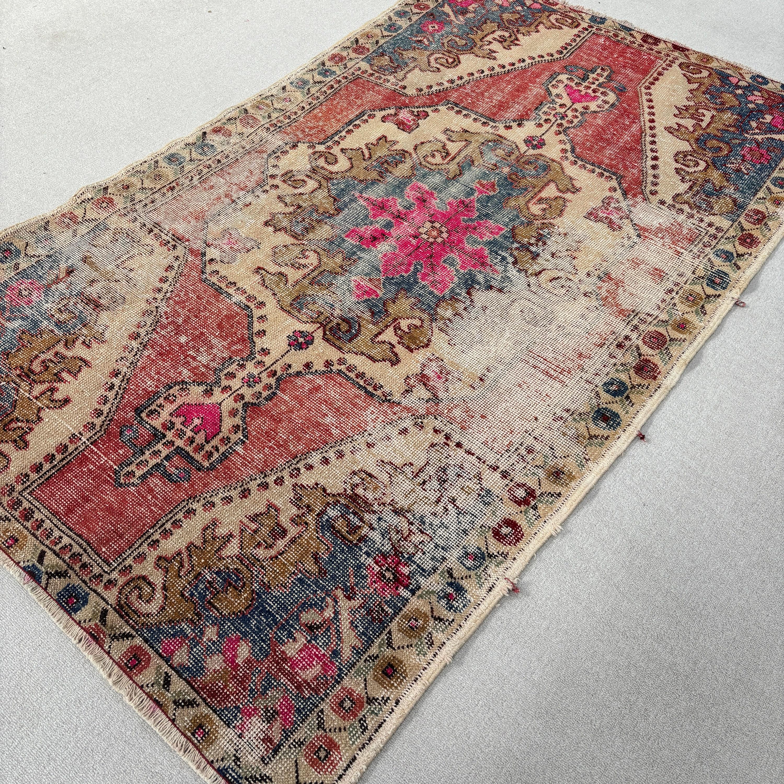 4.3x7.4 ft Alan Halısı, Çocuk Halısı, Boho Halıları, Vintage Dekor Halıları, Vintage Halıları, Türk Halısı, Kırmızı Mutfak Halısı, Alan Halıları, Fas Halısı