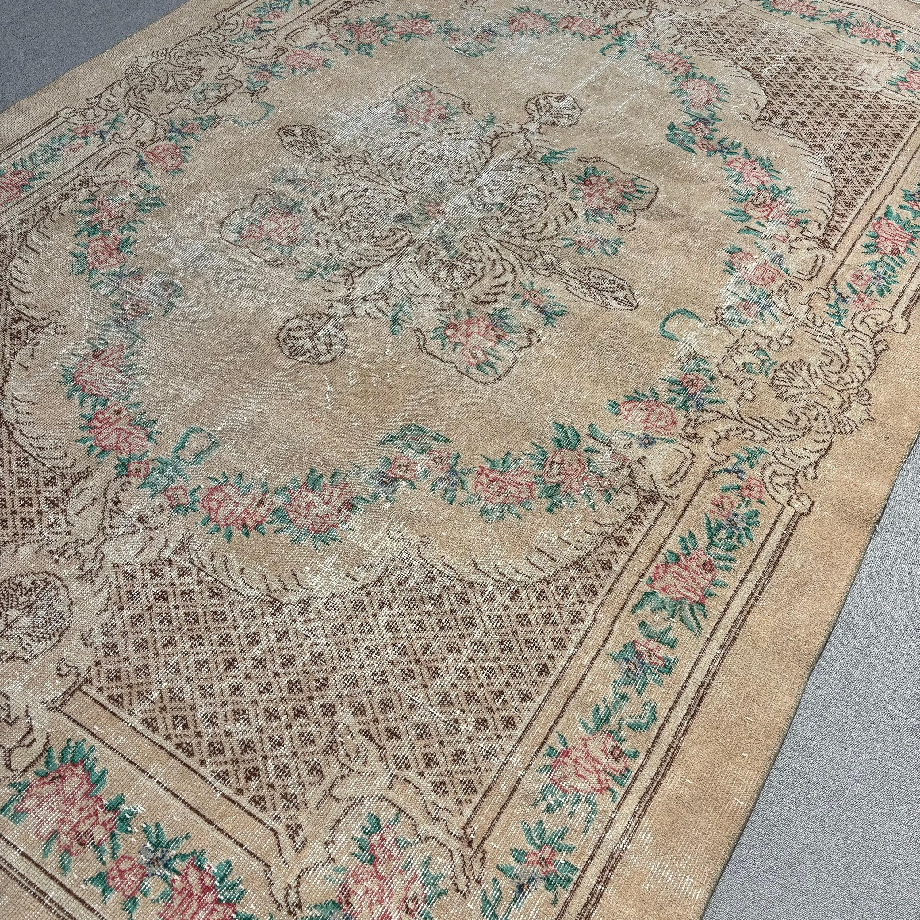 Cool Rug, Nomadic Rugs, Vintage Rug, Beige  6.4x9.7 ft Large Rugs, Turkish Rug, Bedroom Rug, Living Room Rug, Oriental Rugs