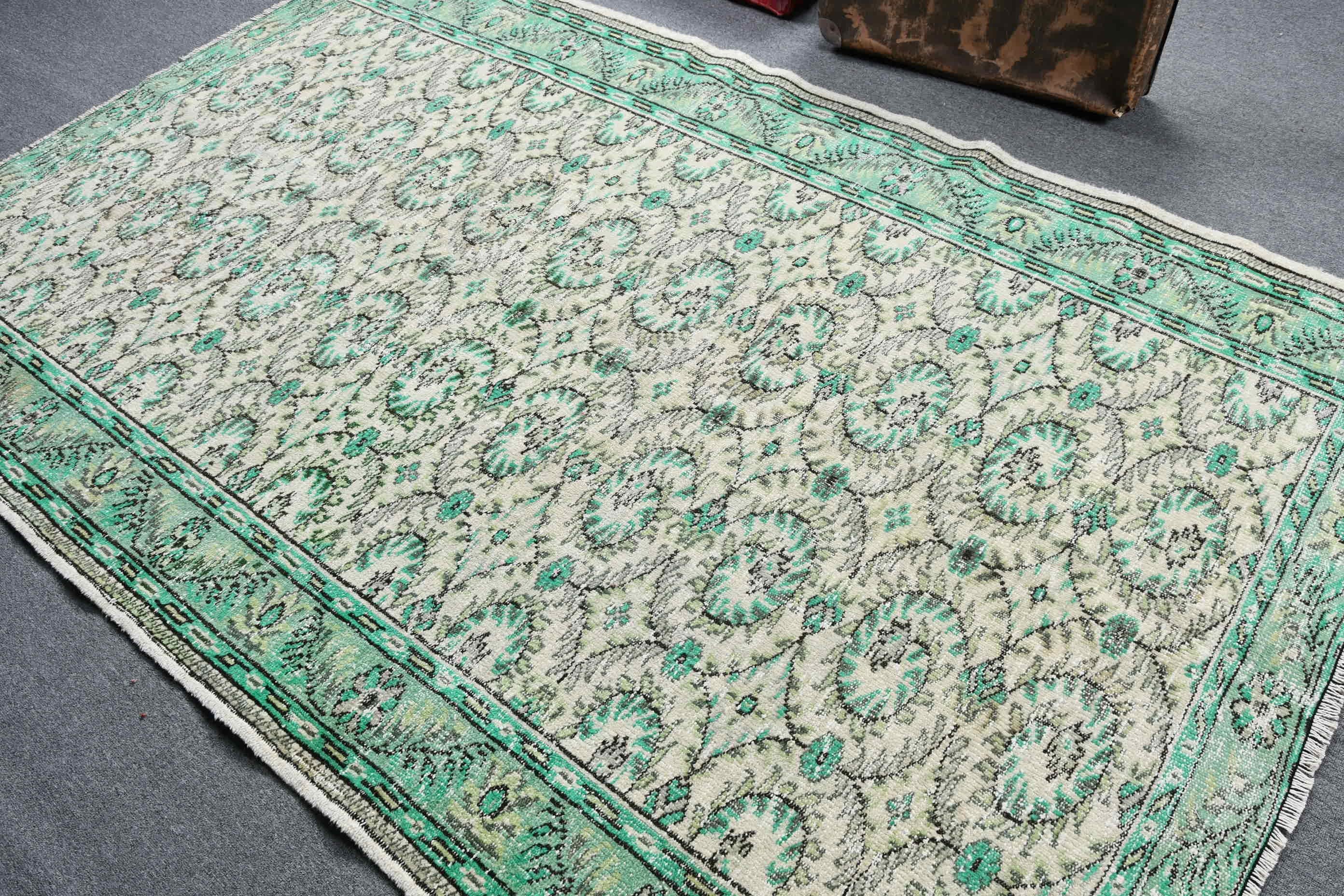 Turkish Rugs, Green Bedroom Rug, Nomadic Rug, Vintage Rugs, Salon Rugs, Dining Room Rug, Antique Rug, 5.5x8.8 ft Large Rugs