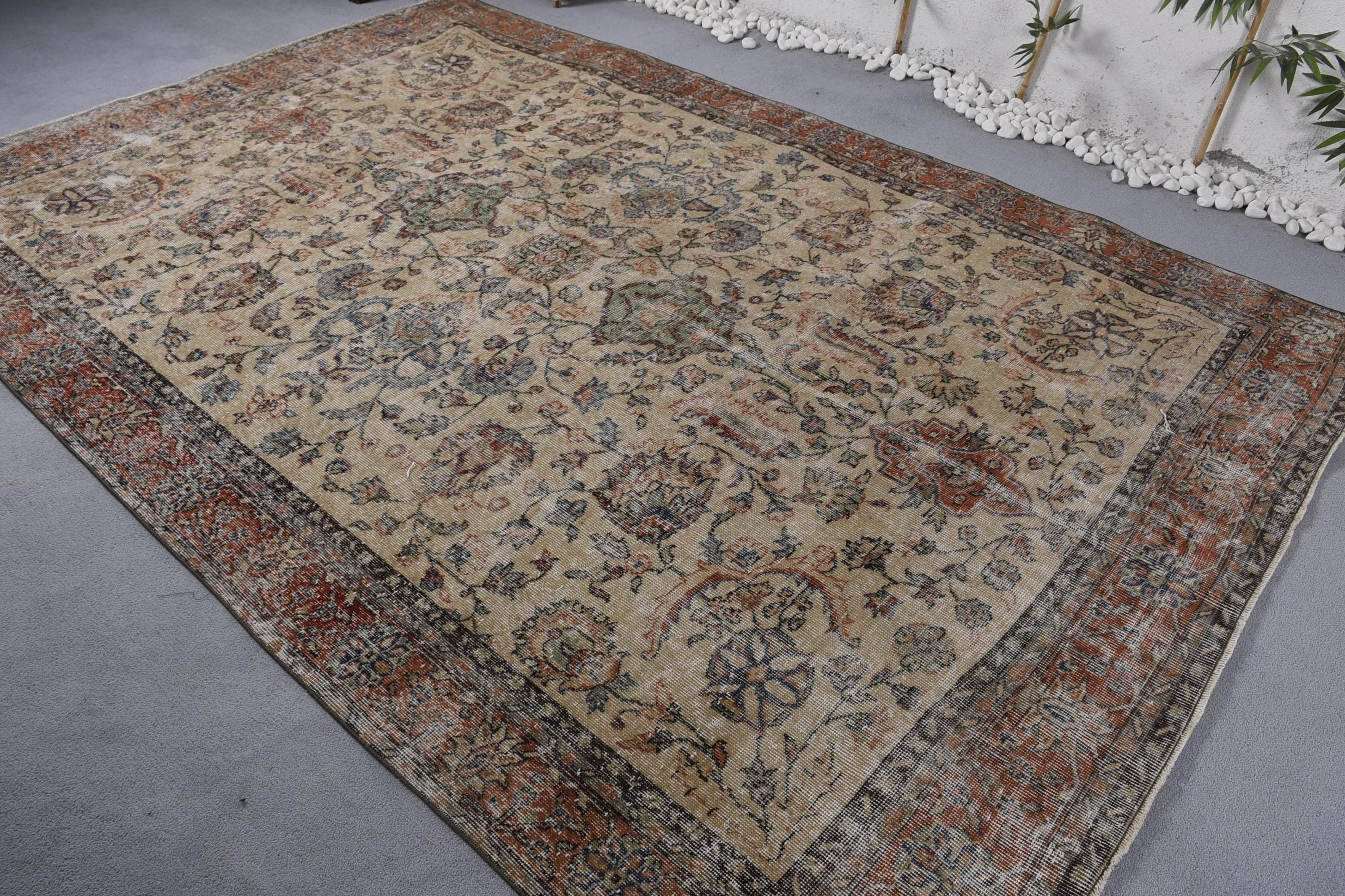 Oversize Turkish Rugs, 7.1x10.6 ft Oversize Rugs, Beige Kitchen Rugs, Turkish Rugs, Vintage Rugs, Salon Rugs, Moroccan Rugs, Antique Rugs