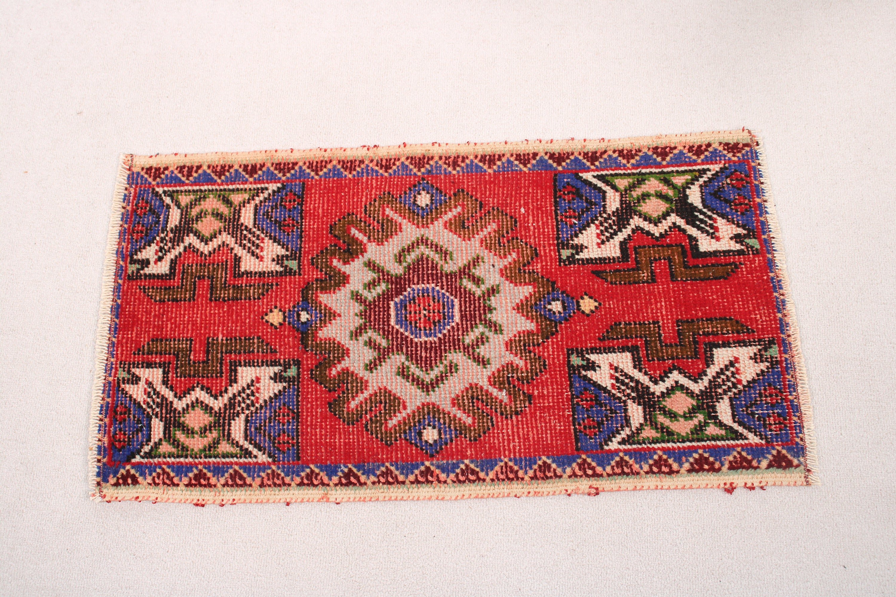 Door Mat Rugs, 1.5x2.8 ft Small Rugs, Entry Rug, Floor Rugs, Turkish Rug, Red Handwoven Rugs, Rugs for Bedroom, Vintage Rugs, Neutral Rugs