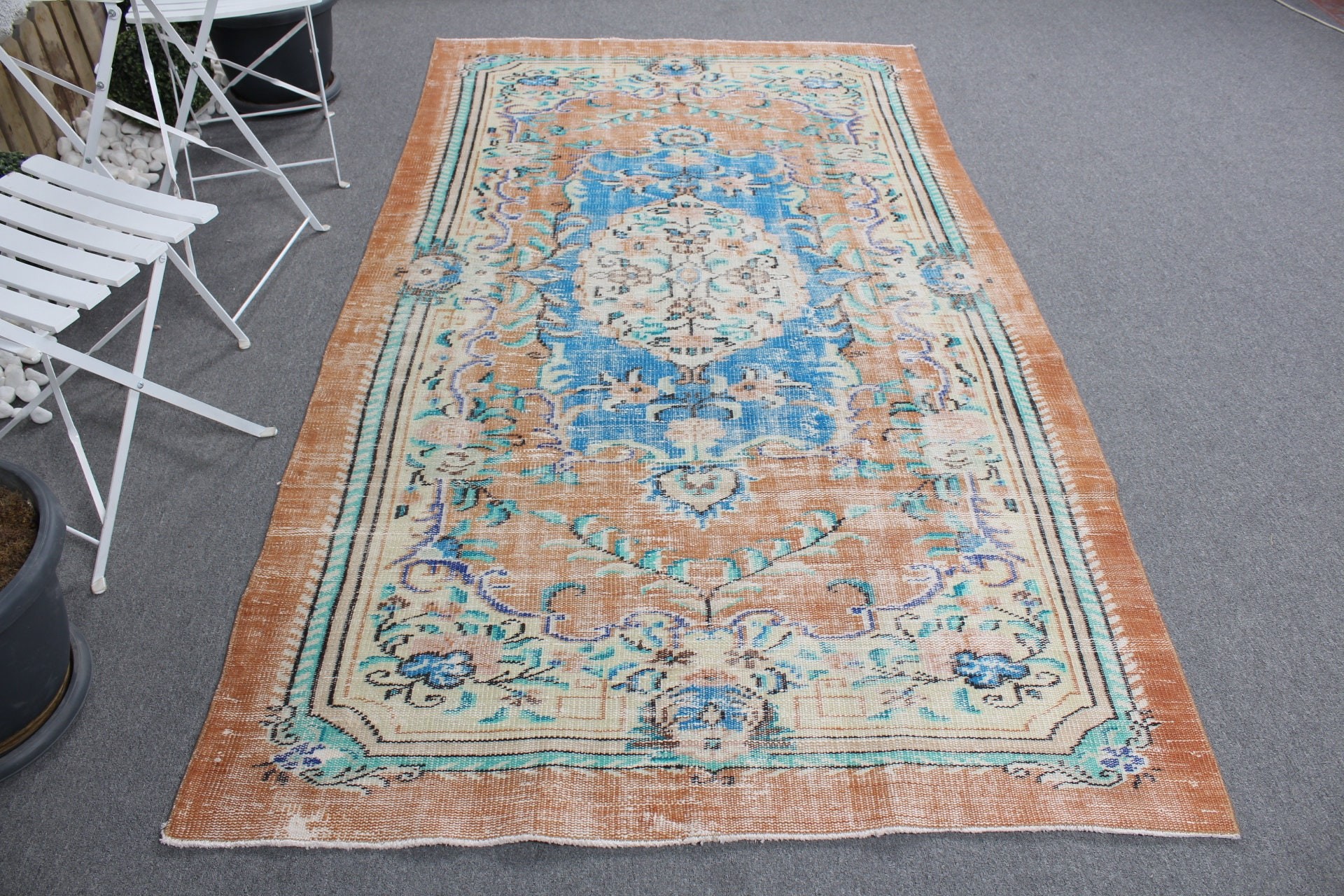 Rugs for Living Room, Cool Rug, Turkish Rugs, 4.7x8.6 ft Large Rugs, Vintage Rug, Moroccan Rug, Dining Room Rug, Orange Bedroom Rugs