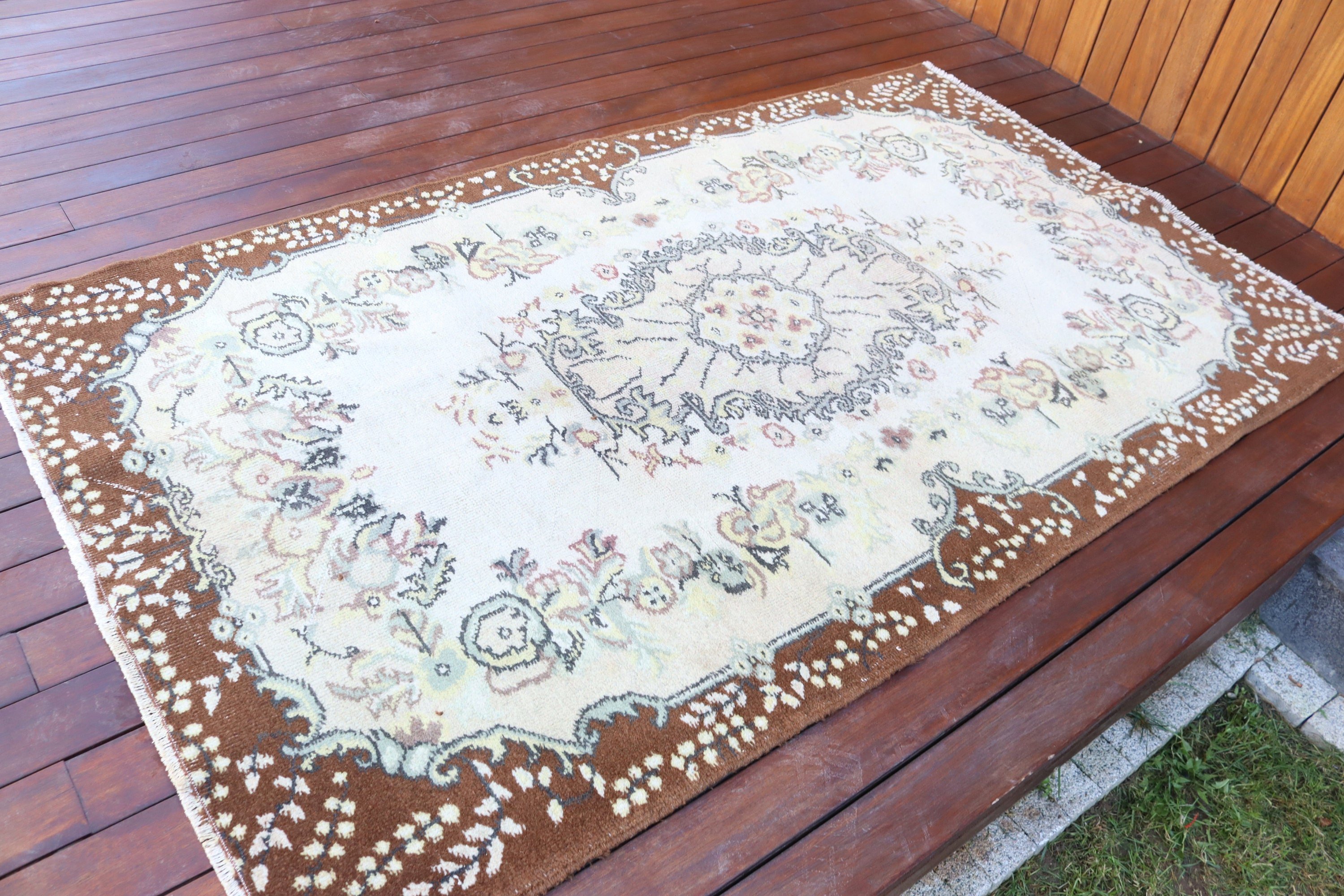 Vintage Halılar, Bej Antika Halılar, Mutfak Halıları, Türk Halısı, Aztek Halısı, 3,9x6,6 ft Alan Halıları, El Dokuma Halılar, Geometrik Halı, Boho Alan Halıları