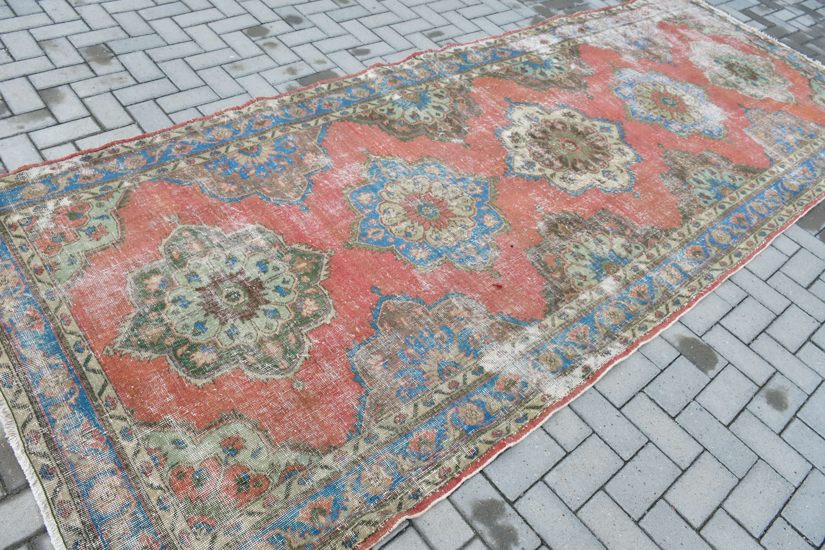 Anatolian Rug, Rugs for Kitchen, Hallway Rug, Oushak Rug, 4.8x12.6 ft Runner Rug, Vintage Rugs, Red Oriental Rug, Turkish Rug, Retro Rug