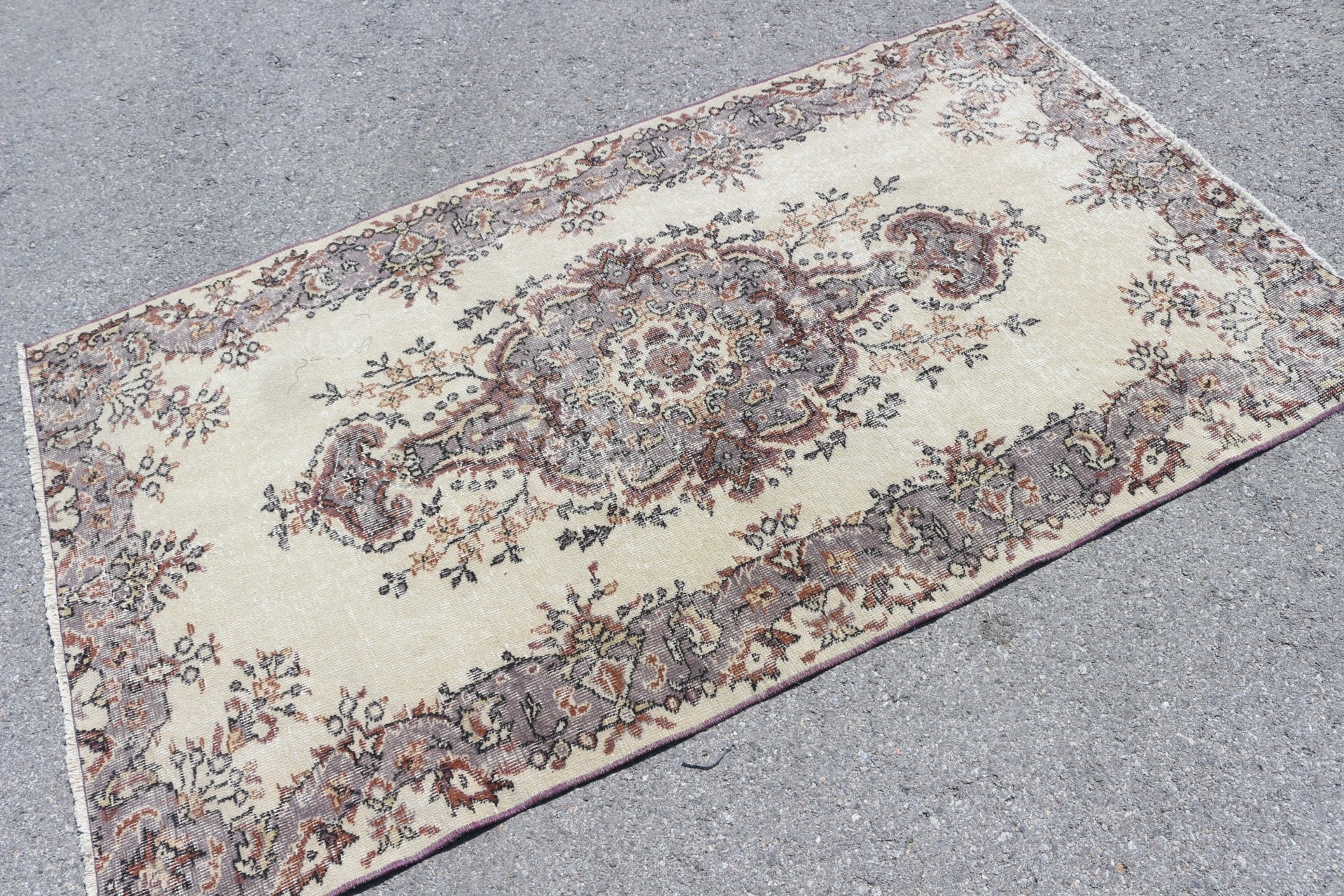 Yemek Odası Halısı, Vintage Halı, İç Mekan Halısı, Oryantal Halı, Yün Halısı, Türk Halıları, Vintage Dekor Halısı, 4.3x6.4 ft Alan Halısı, Bej Mutfak Halısı