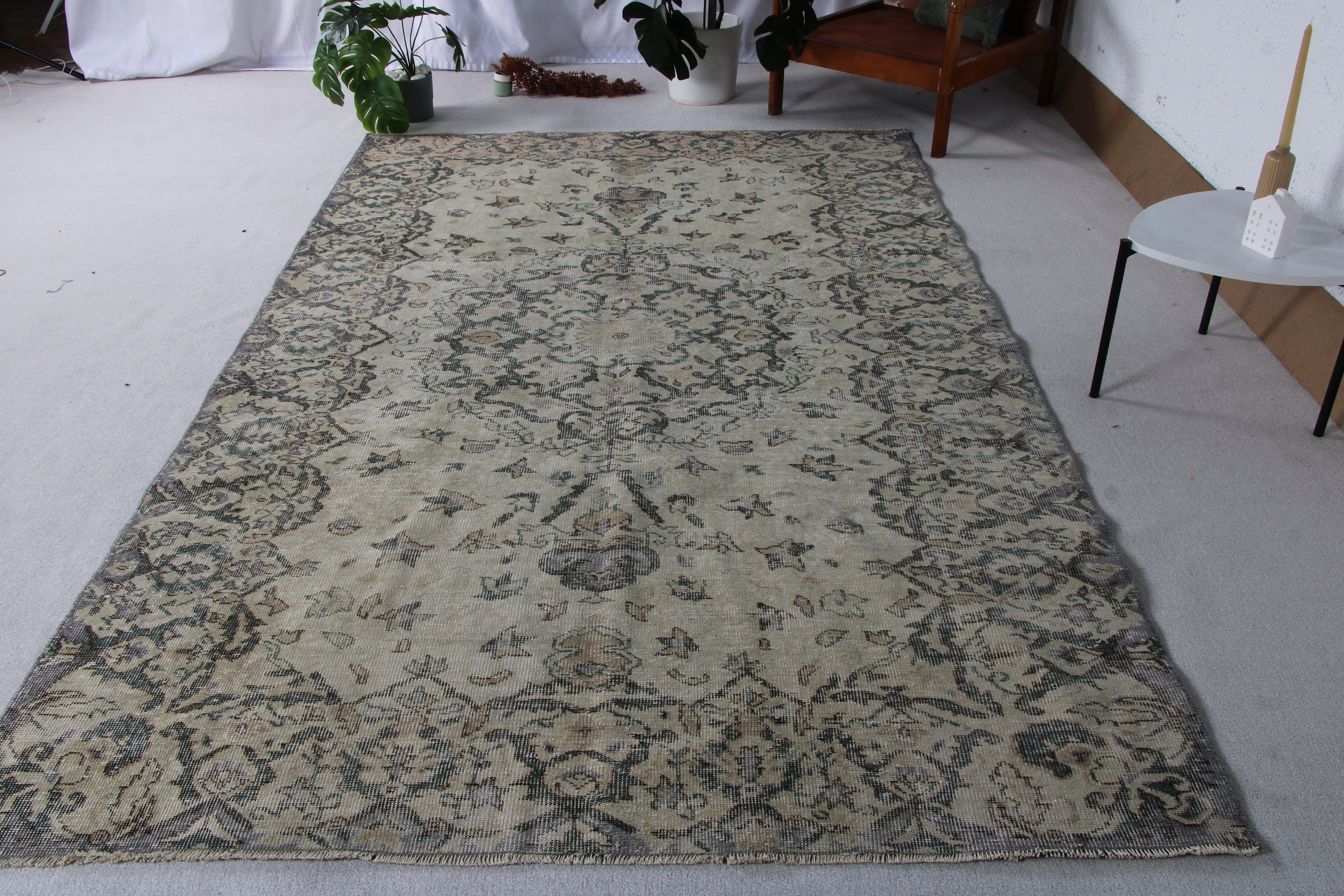 5.8x9.5 ft Büyük Halılar, Bej Bildirimi Halı, Büyük Vintage Halılar, Aztek Halıları, Lüks Halı, Antika Halı, Türk Halısı, Vintage Halı, Yatak Odası Halısı