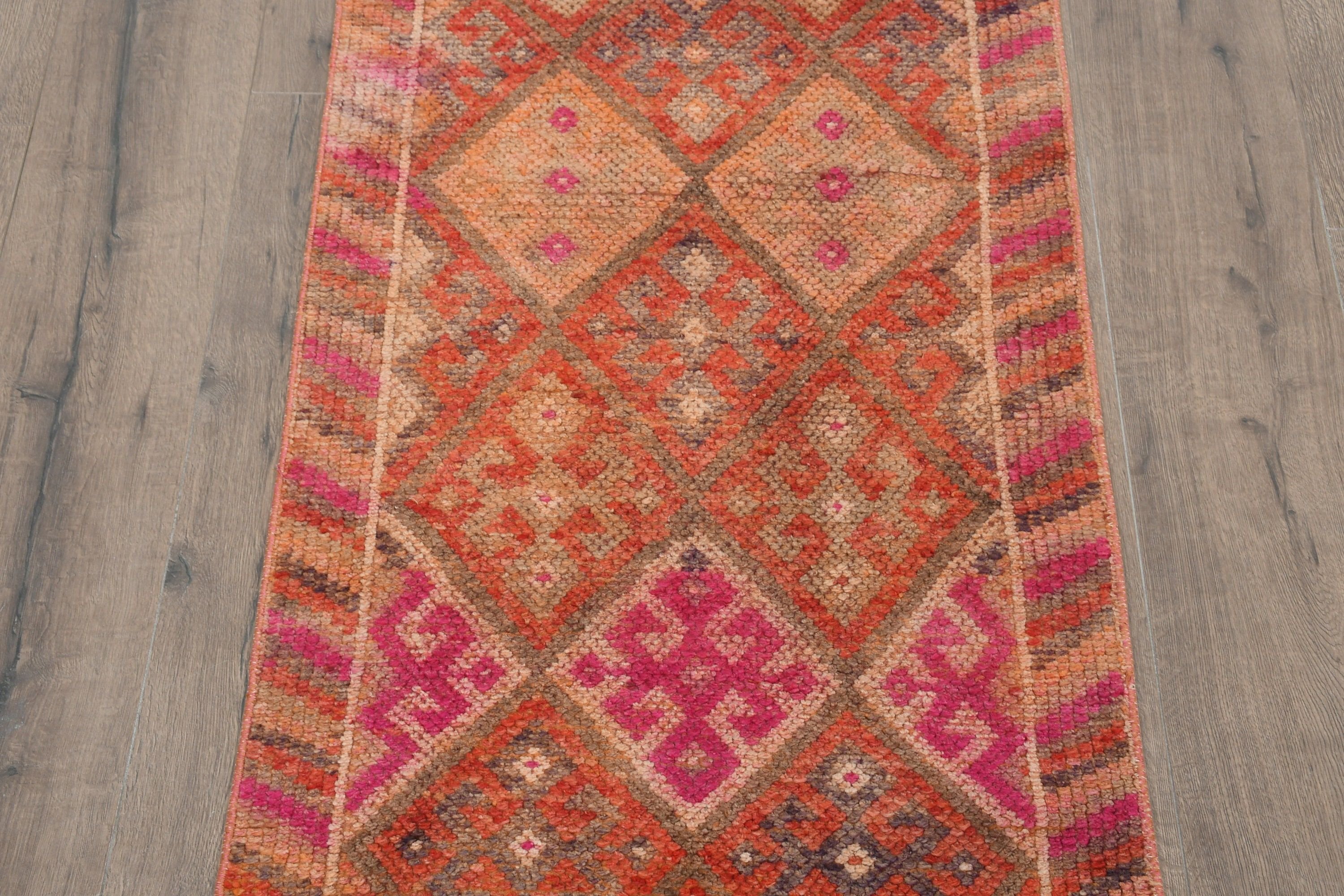 Anatolian Rug, Stair Rug, Vintage Rugs, Turkish Rug, Corridor Rug, Pink Oriental Rug, Eclectic Rugs, Oriental Rug, 2.3x13.1 ft Runner Rugs