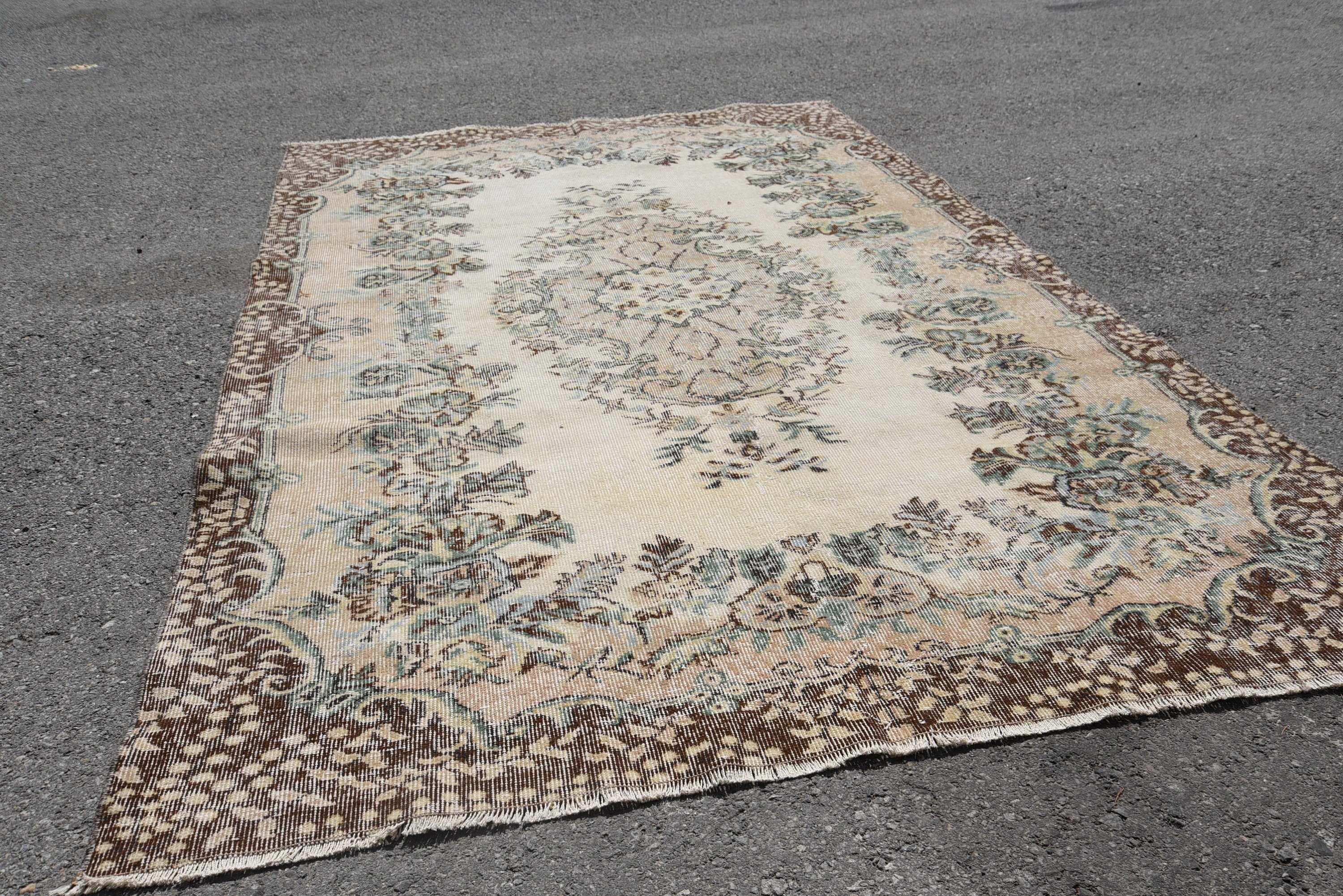 Salon Halısı, Vintage Halı, Türk Halıları, 5.5x9.2 ft Büyük Halı, Yatak Odası Halısı, Anadolu Halıları, Eklektik Halı, Yatak Odası Halıları, Yemek Odası Halısı