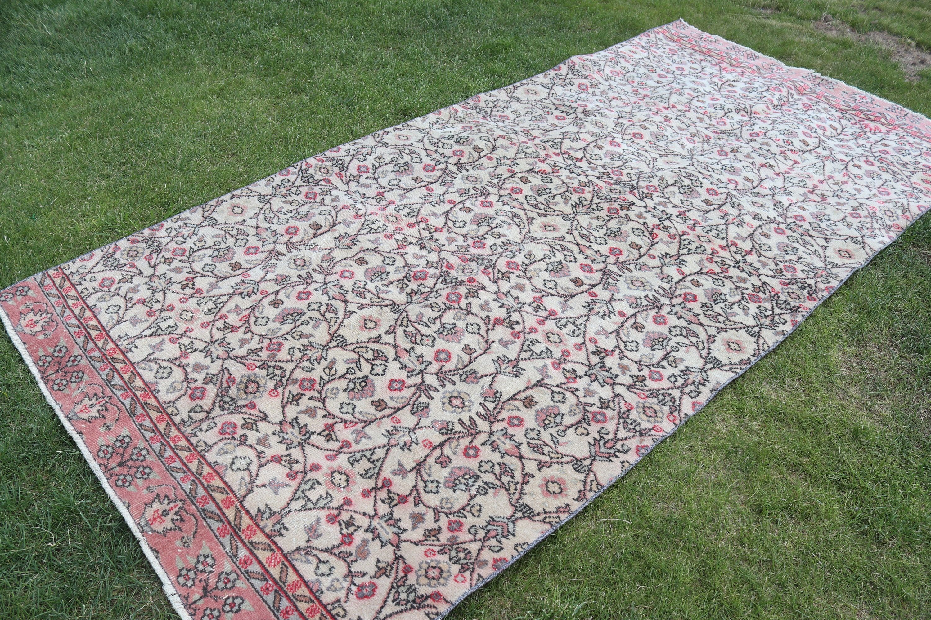 Bej El Dokuma Halılar, Türk Halıları, Havalı Halılar, Vintage Halı, Fas Halıları, 4.6x9.6 ft Büyük Halı, Oturma Odası Halıları, Yemek Odası Halıları