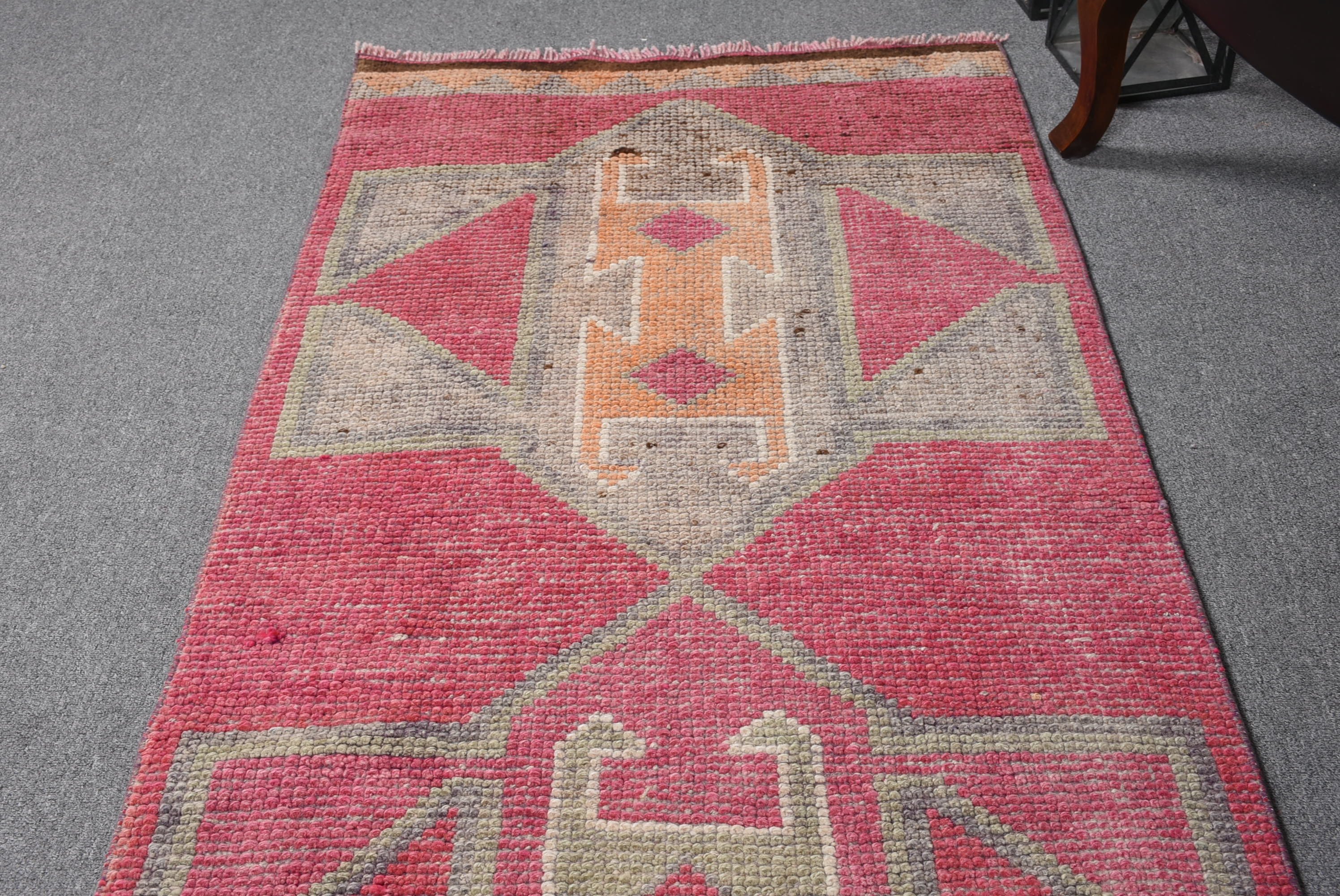 Pink Oushak Rugs, Corridor Rug, Turkish Rugs, Rugs for Corridor, Muted Rug, 2.8x9.8 ft Runner Rugs, Kitchen Rug, Vintage Rug