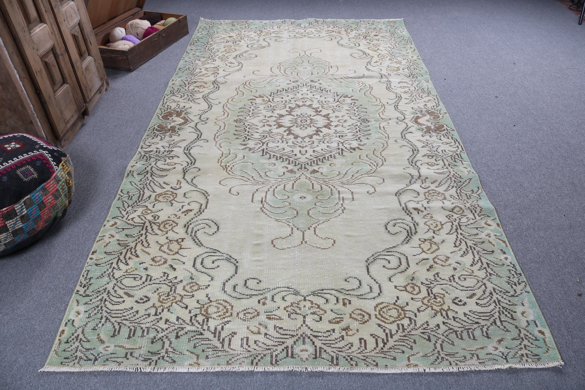 Green Anatolian Rugs, Bedroom Rugs, Dining Room Rugs, Large Vintage Rugs, Cool Rugs, Vintage Rug, Turkish Rug, 5.4x10 ft Large Rug