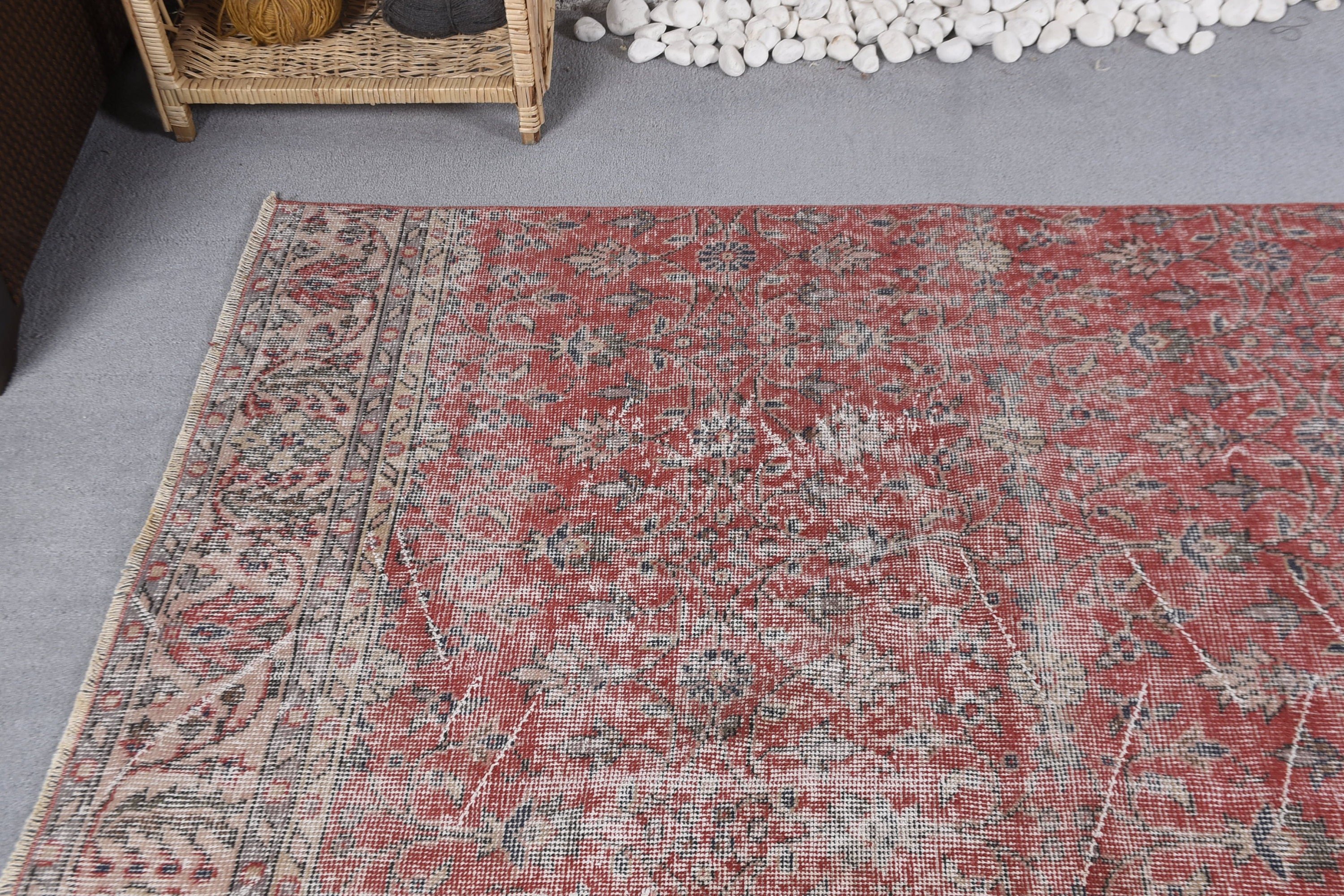 Anatolian Rug, Red  3.7x9.9 ft Runner Rugs, Turkish Rugs, Stair Rug, Rugs for Runner, Antique Rug, Vintage Rug, Kitchen Rug