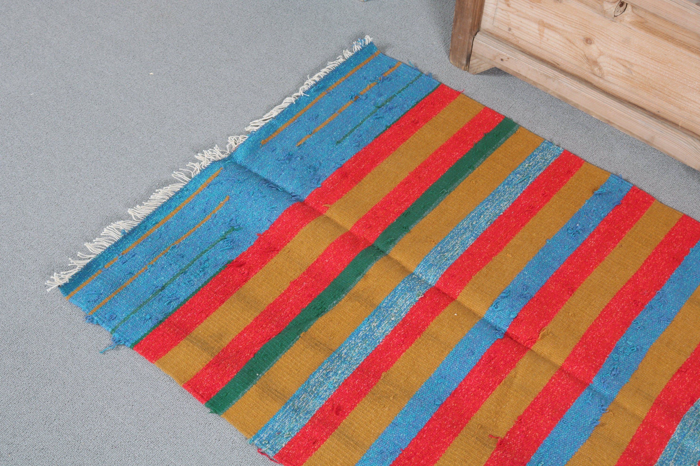 Home Decor Rug, Wall Hanging Rug, Blue Anatolian Rug, Kilim, Oushak Rug, Turkish Rug, Vintage Rug, Bathroom Rug, 2.4x3.3 ft Small Rugs