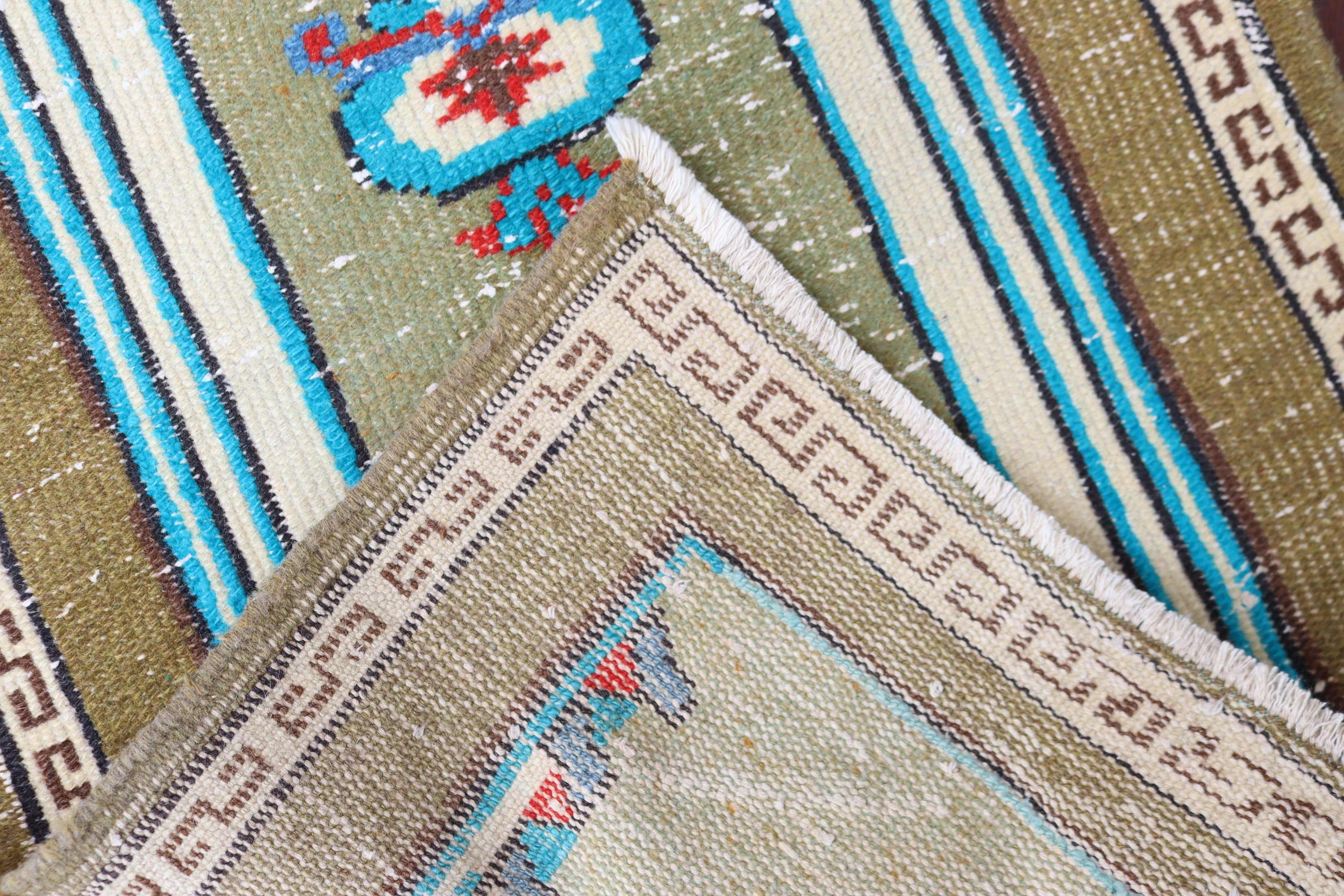 Aztec Rug, Small Boho Rug, Kitchen Rug, Home Decor Rugs, Green Oushak Rug, Anatolian Rugs, Turkish Rugs, 2.2x3.6 ft Small Rugs, Vintage Rug