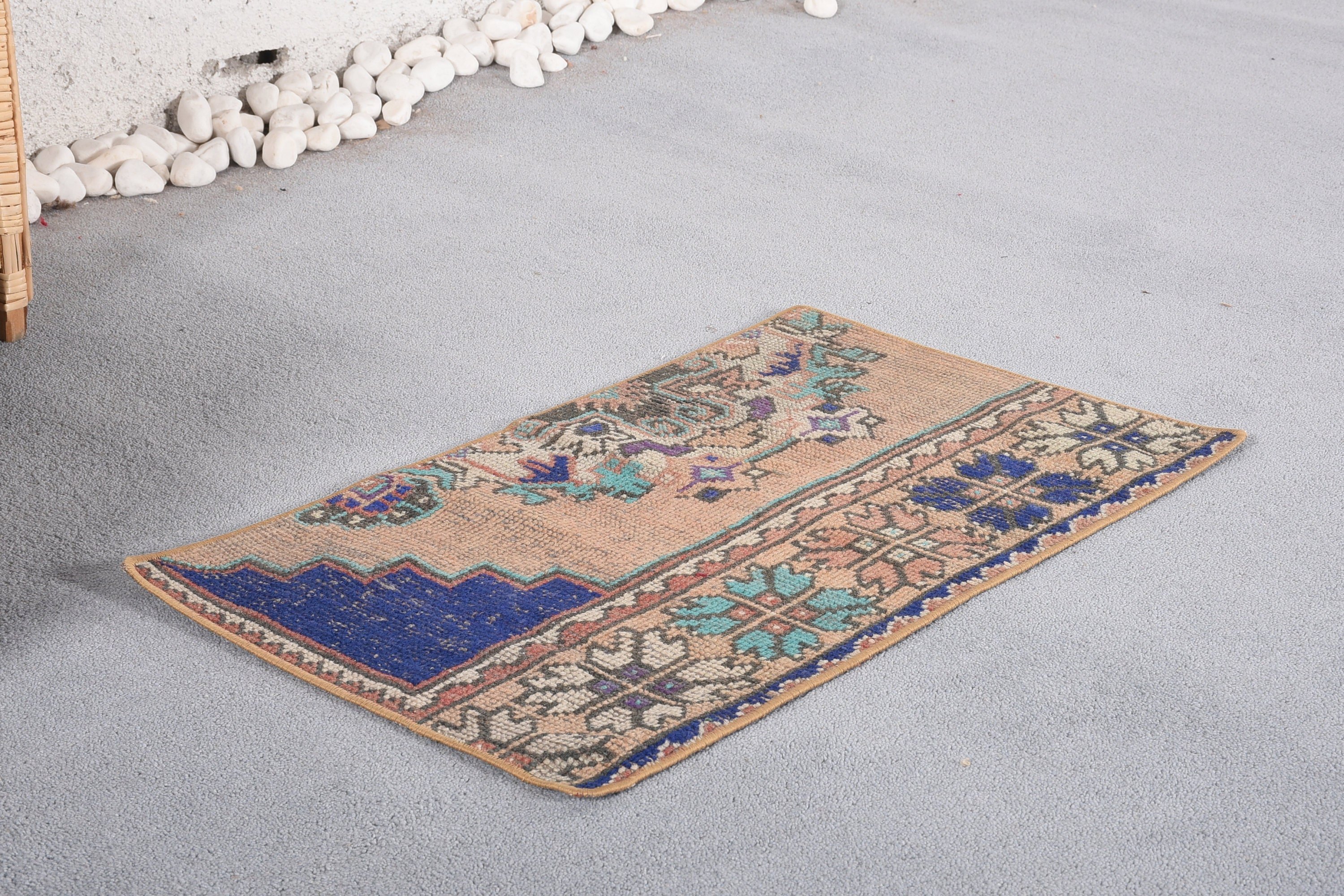 Vintage Rug, Turkish Rug, Brown Cool Rug, Entry Rug, 1.5x2.5 ft Small Rug, Rugs for Kitchen, Door Mat Rugs, Bedroom Rug, Home Decor Rug