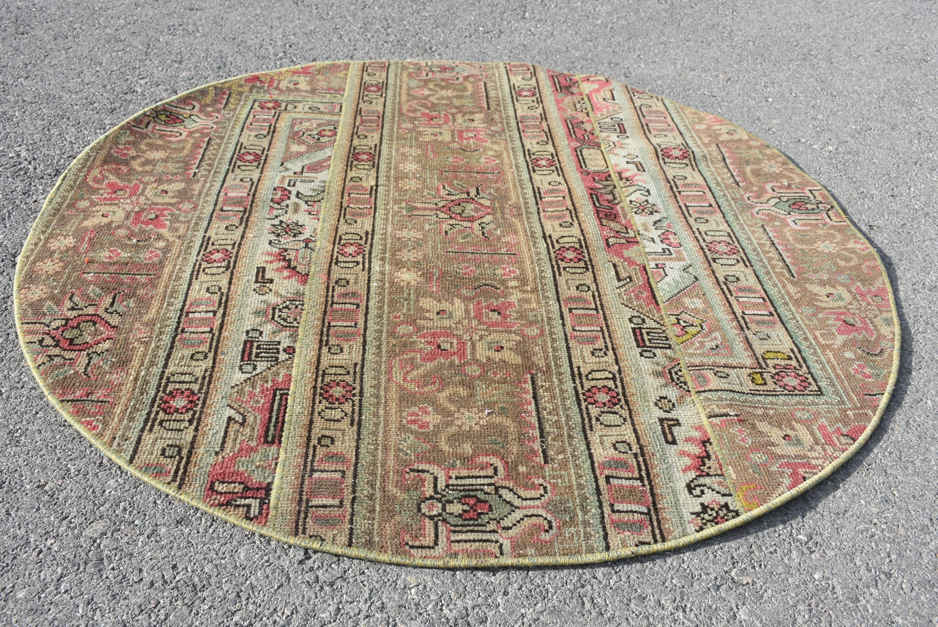 Brown  4.1x4.1 ft Accent Rug, Oushak Rug, Bedroom Rug, Turkish Rug, Vintage Rugs, Home Decor Rugs, Aztec Rug, Entry Rug