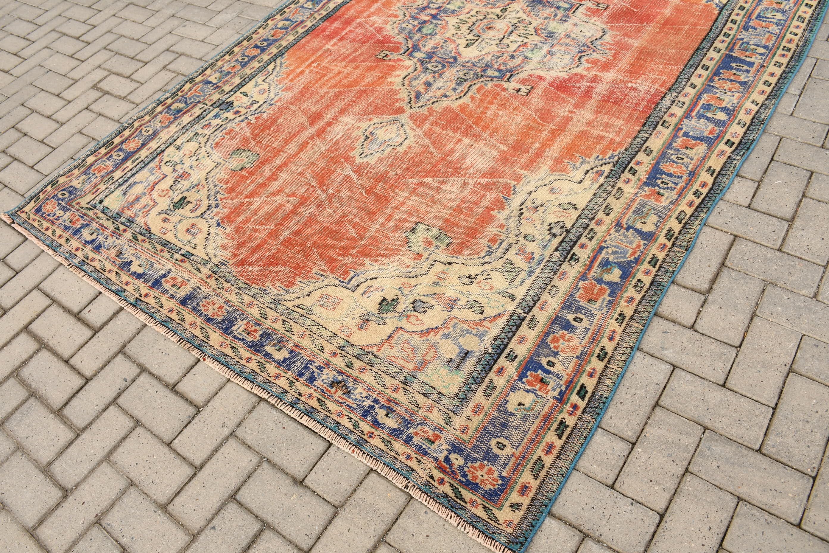 Oriental Rugs, Bedroom Rug, Moroccan Rug, Dining Room Rug, Red Anatolian Rugs, Aesthetic Rug, Vintage Rugs, 6x9 ft Large Rug, Turkish Rug