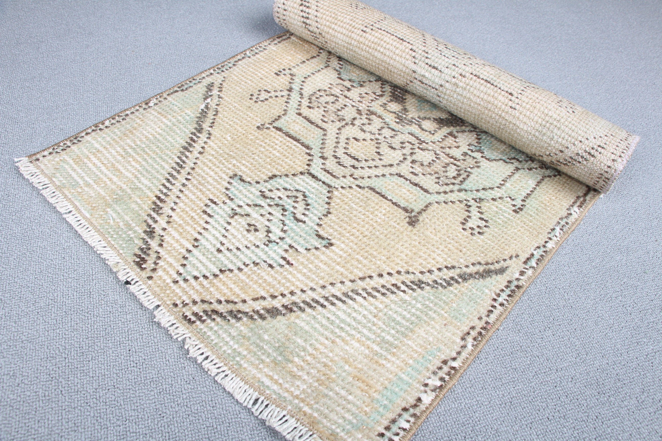 Bright Rug, Turkish Rugs, Nursery Rugs, Bedroom Rug, Kitchen Rug, Vintage Rug, Oriental Rug, Green  1.5x2.7 ft Small Rugs