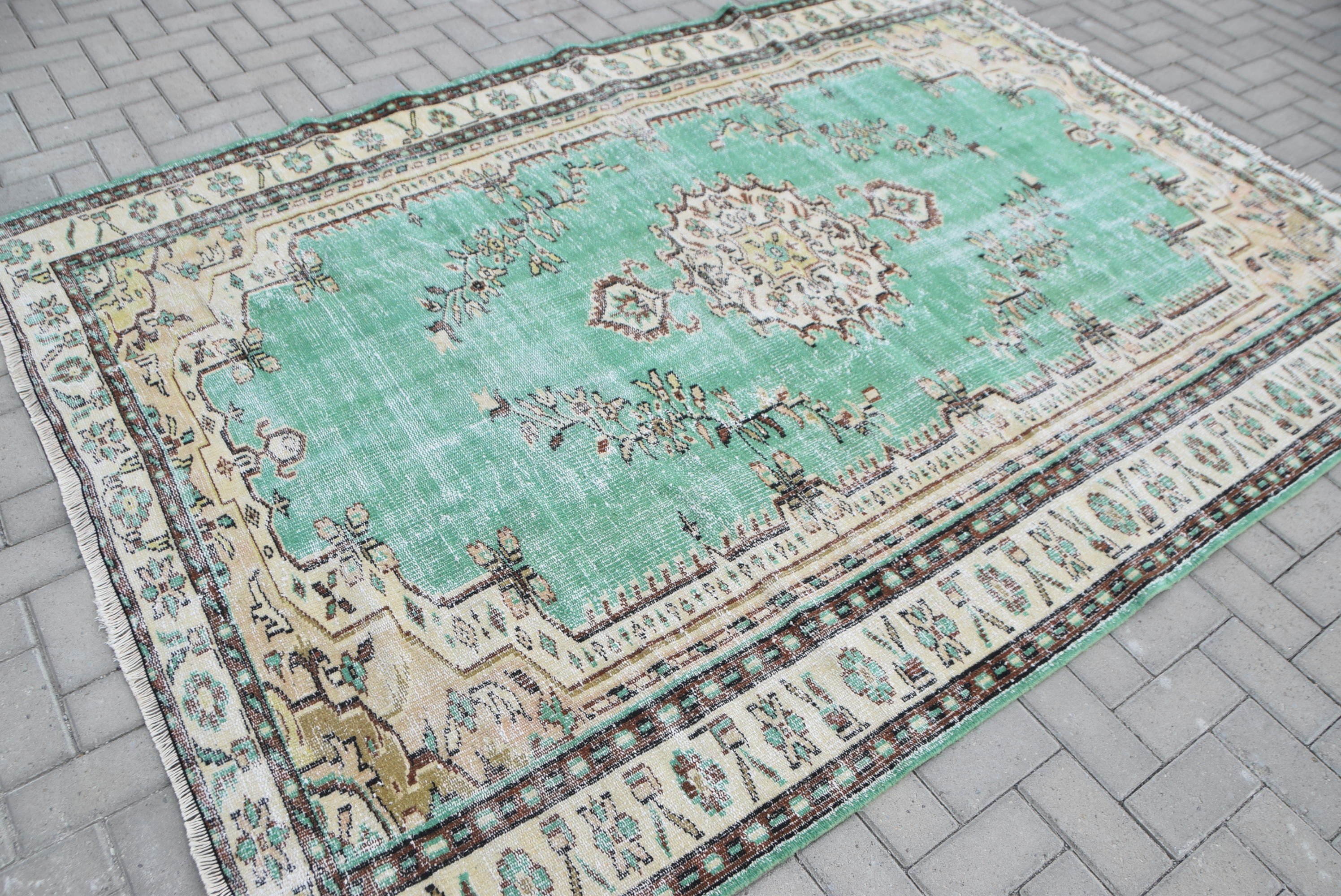Living Room Rugs, Beige Home Decor Rugs, Turkish Rug, Wool Rug, Salon Rug, 6.3x8.9 ft Large Rug, Vintage Rug, Natural Rugs