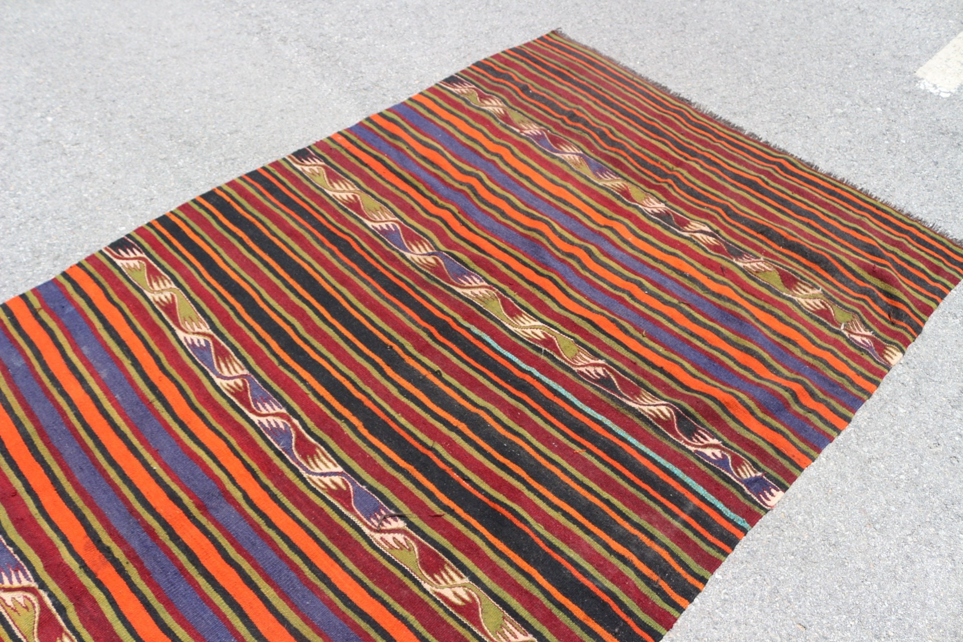 Vintage Rugs, Orange Oriental Rug, Rugs for Runner, Floor Rug, Cool Rug, 5.1x13.1 ft Runner Rug, Hallway Rug, Turkish Rugs, Stair Rug