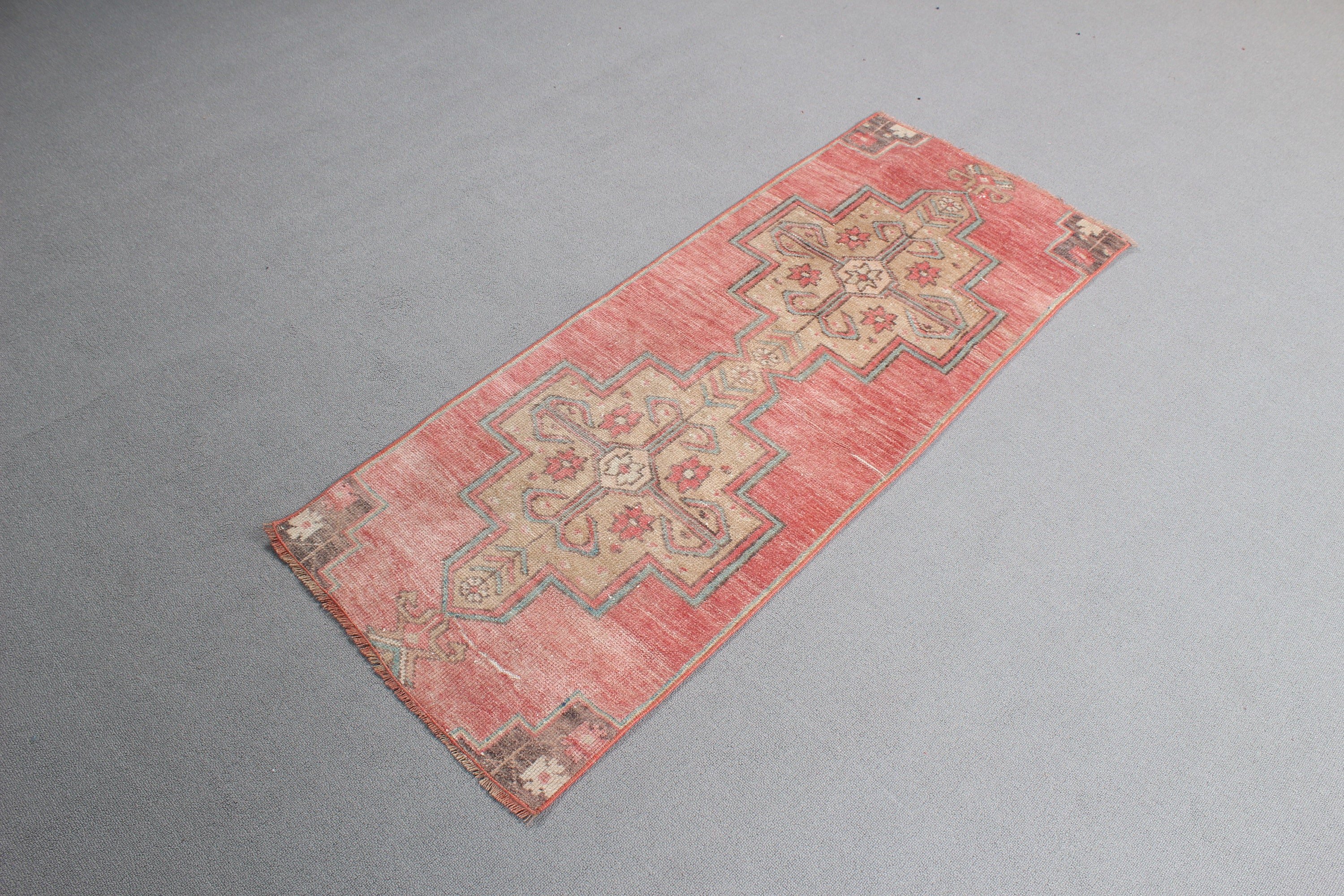 Cute Bath Mat Rug, Kitchen Rugs, Neutral Rug, Turkish Rug, Nursery Rugs, Vintage Rug, Pink Oriental Rug, Boho Rugs, 1.9x4.6 ft Small Rug