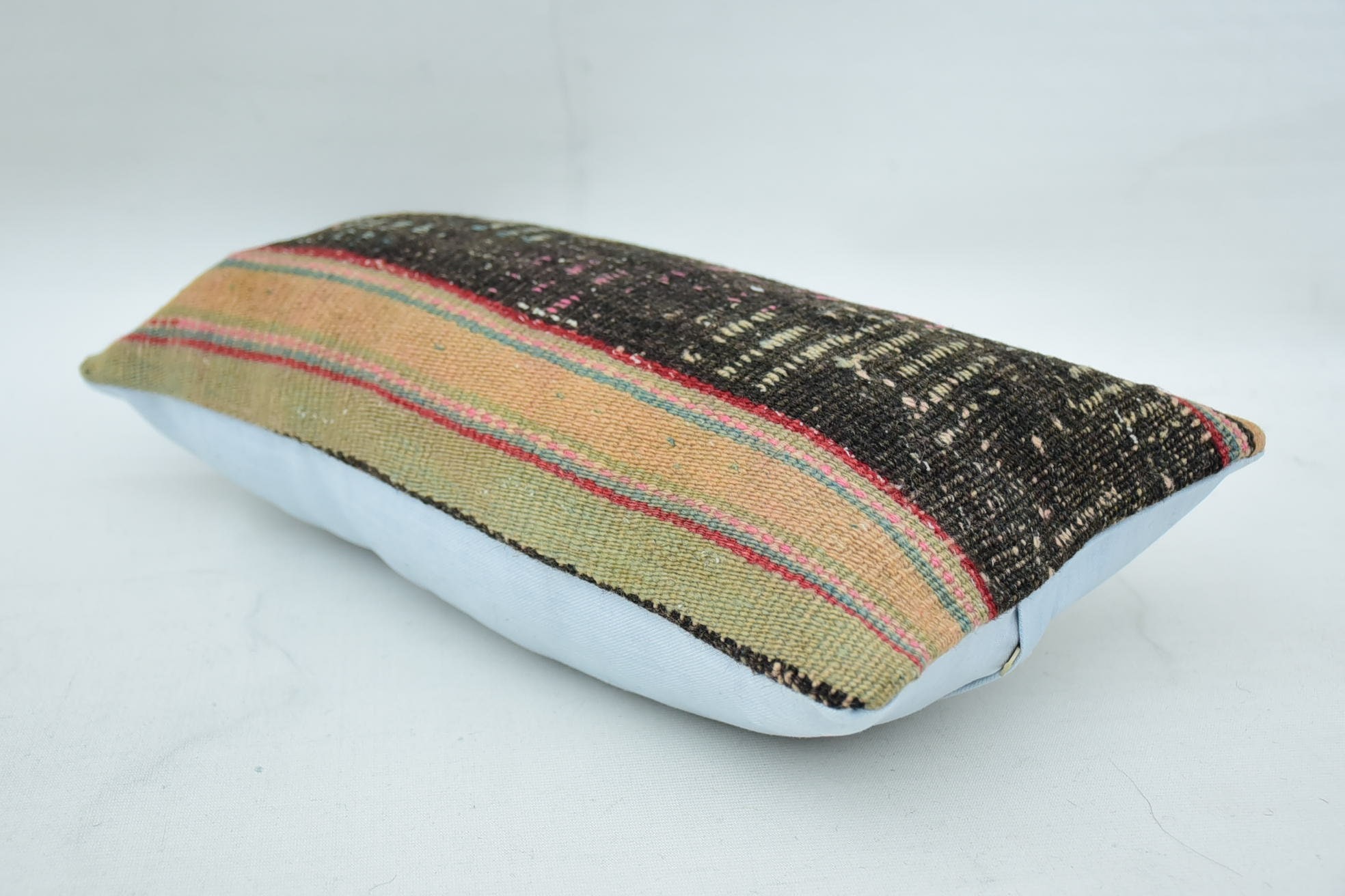 Home Decor Pillow, Handmade Kilim Cushion, 8"x16" Brown Pillow Case, Pillow for Couch, Wholesale Pillow Cover, Colorful Cushion Case