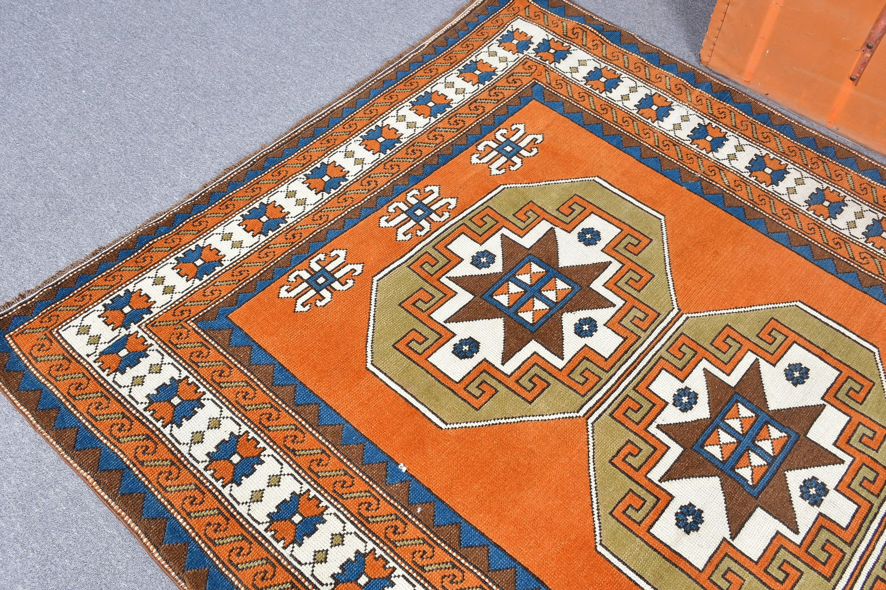 Dorm Rug, Orange Moroccan Rug, Nursery Rugs, Rugs for Area, 5x7 ft Area Rugs, Vintage Rugs, Home Decor Rug, Turkish Rug