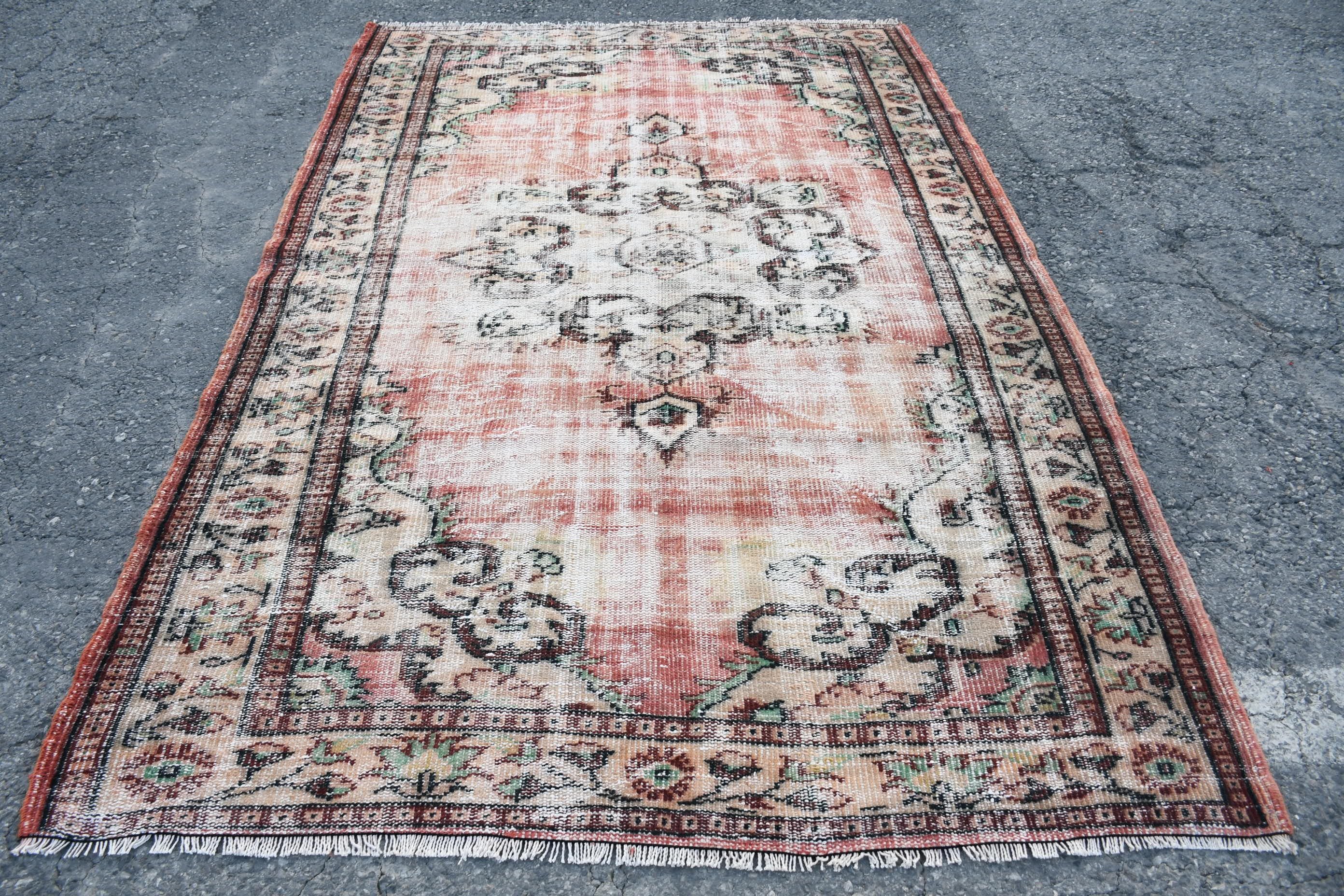 Living Room Rug, Home Decor Rug, Dining Room Rug, Vintage Rug, Moroccan Rugs, Orange  5.4x8.2 ft Large Rug, Turkish Rug