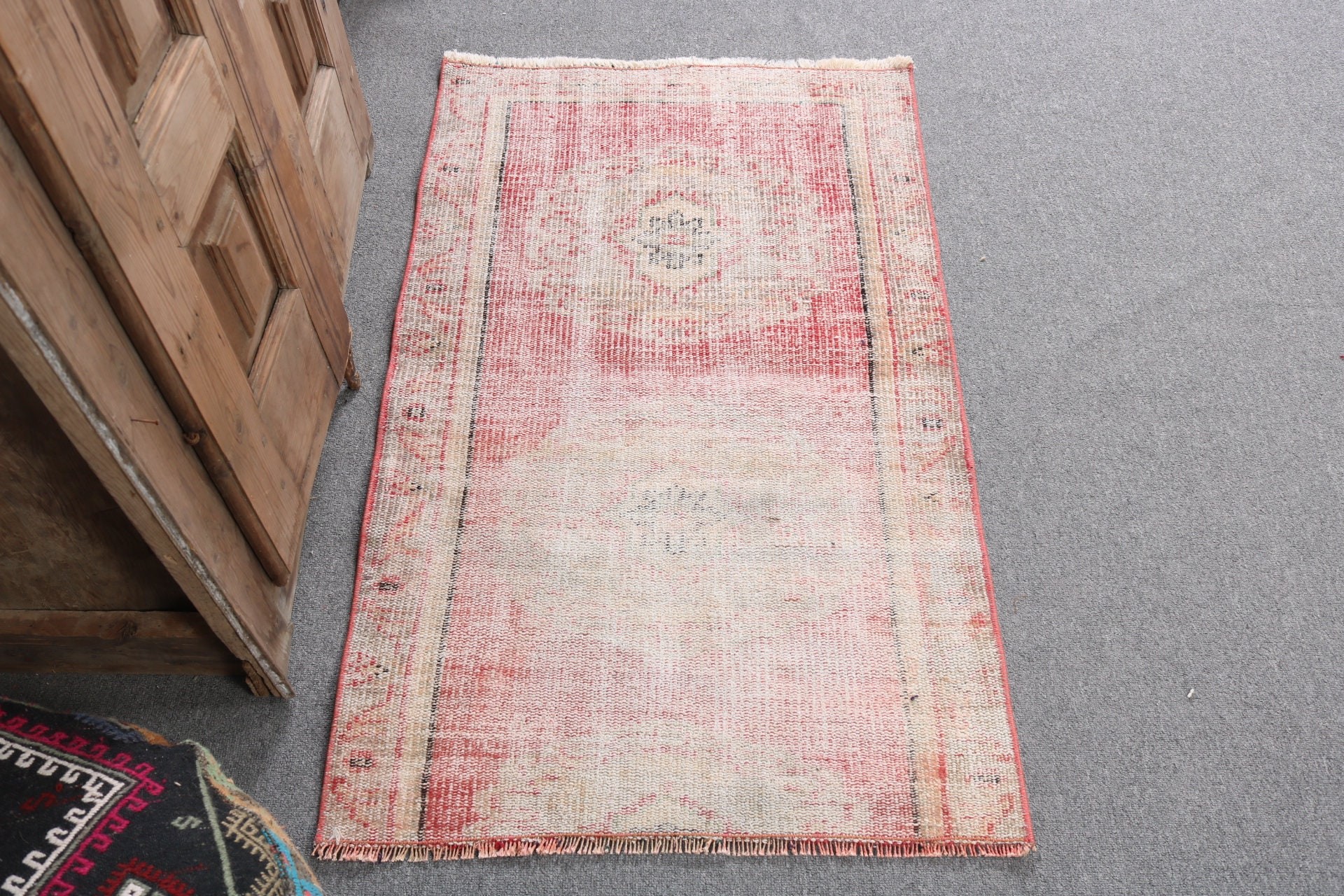 Türk Halısı, 2.3x3.9 ft Küçük Halılar, Egzotik Halı, Anadolu Halısı, Bej Mutfak Halısı, Vintage Halı, Giriş Halısı, Küçük Boho Halıları, Oryantal Halı