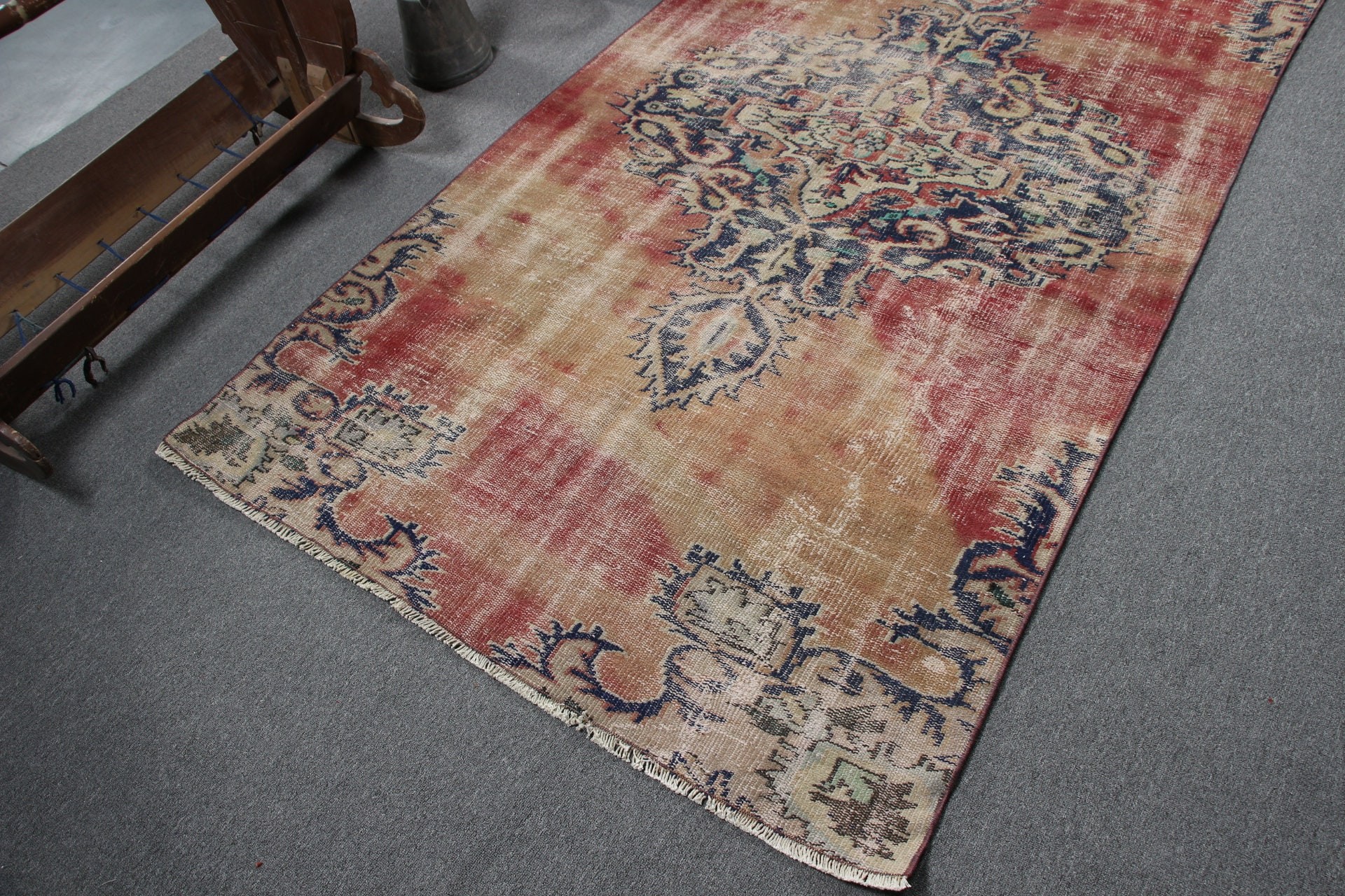 Dining Room Rugs, Turkish Rugs, Kitchen Rug, Bedroom Rugs, Pastel Rug, Red  4.3x8.1 ft Area Rugs, Vintage Rug, Nursery Rug