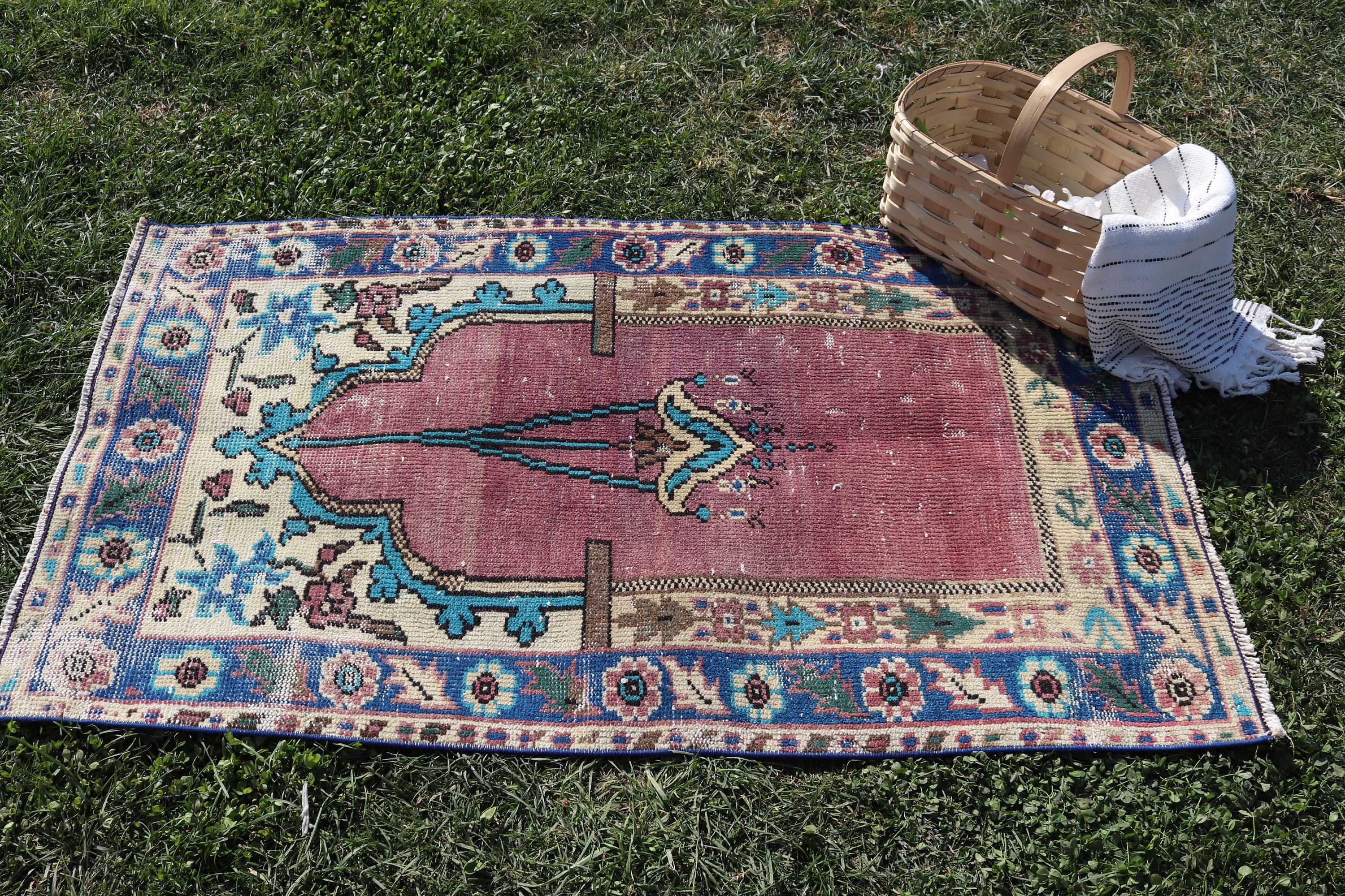 Turkish Rugs, Wall Hanging Rug, Organic Rugs, 2.6x4.4 ft Small Rugs, Luxury Rug, Floor Rugs, Vintage Rugs, Bath Rugs, Purple Home Decor Rug