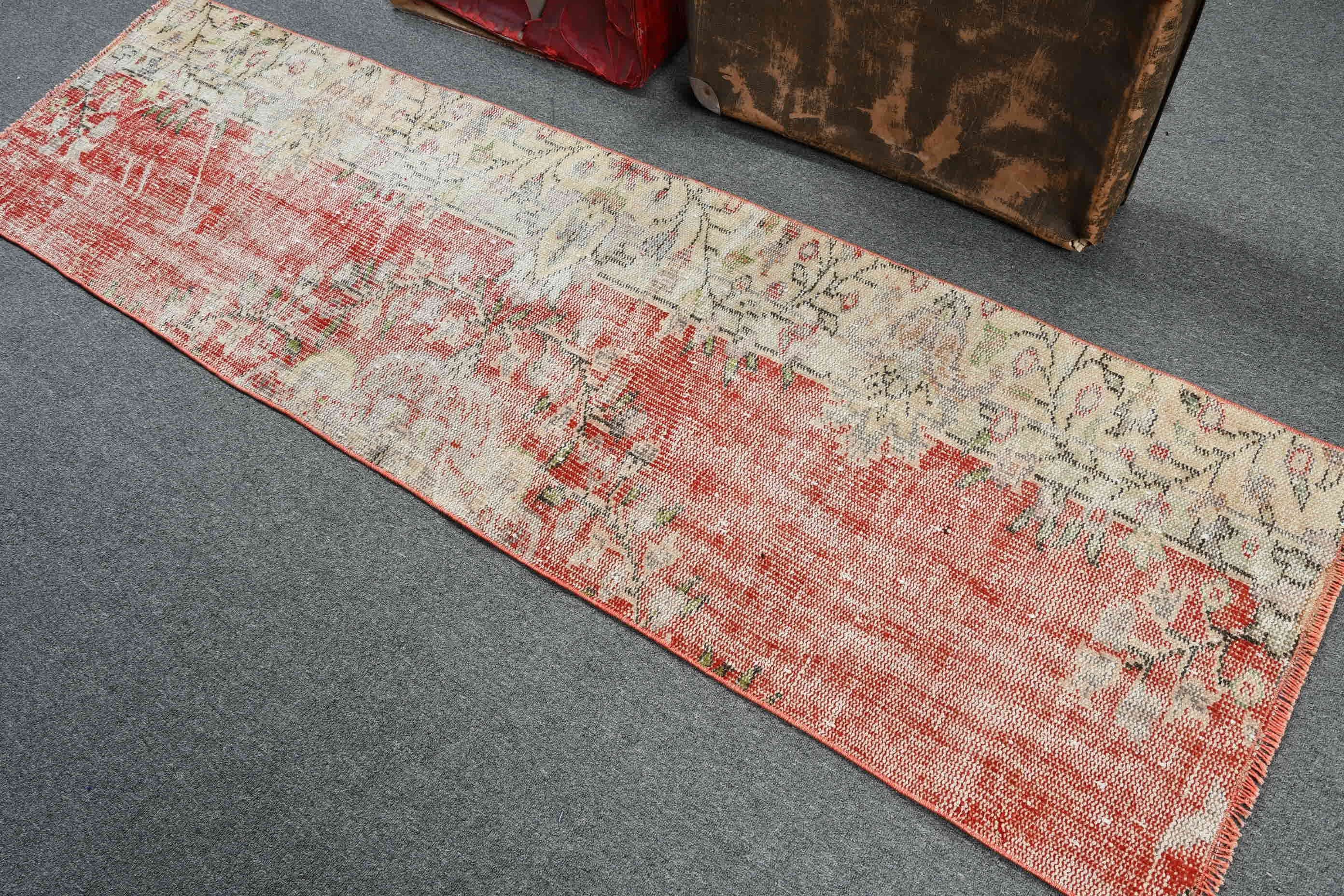 2.2x7.8 ft Runner Rug, Vintage Rug, Boho Rug, Kitchen Rugs, Red Antique Rug, Turkish Rugs, Anatolian Rugs, Hallway Rugs, Corridor Rugs