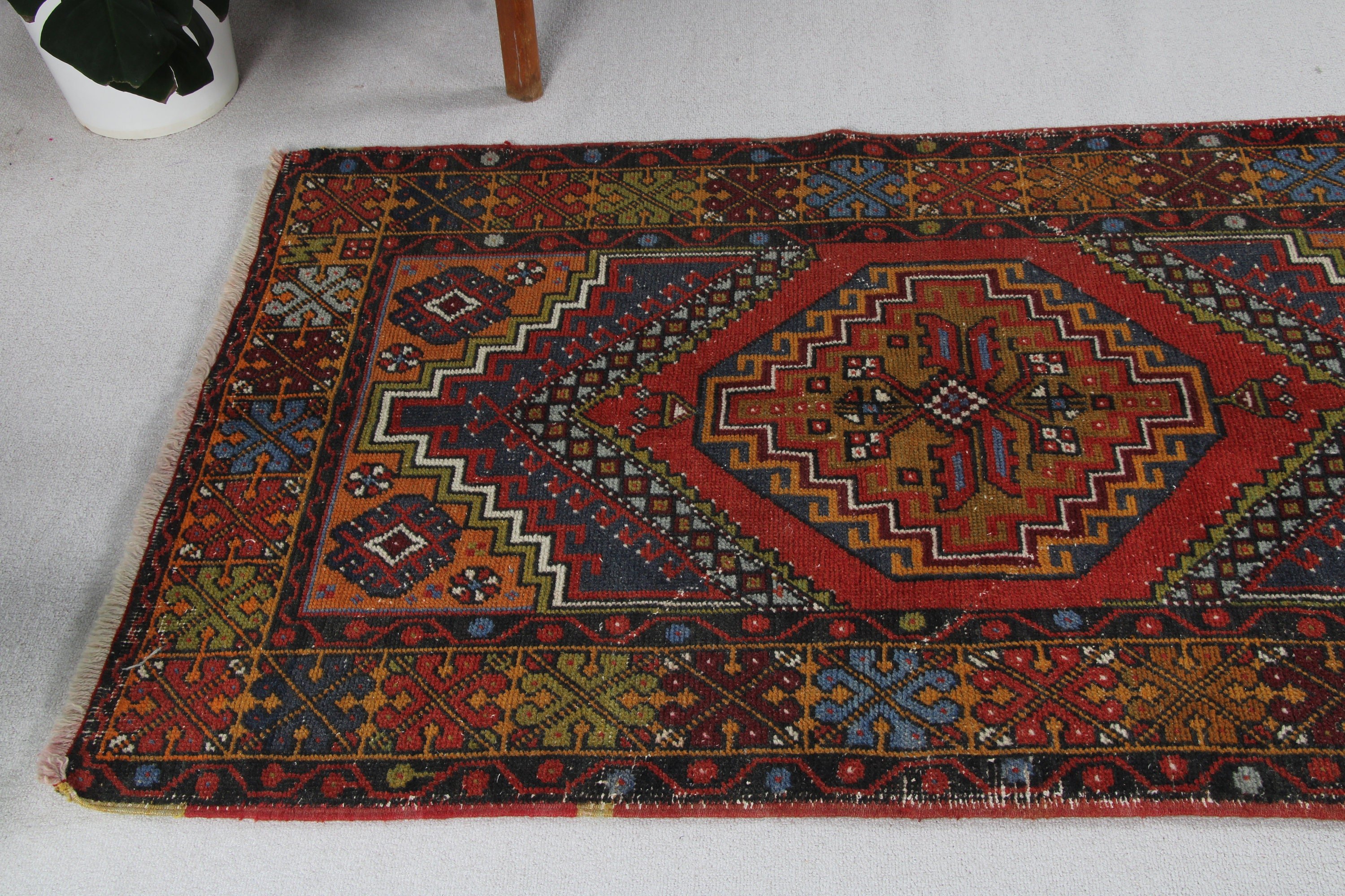 Mutfak Halıları, Kırmızı Soğuk Halı, Dekoratif Halılar, Vintage Halılar, Geleneksel Halı, Türk Halıları, 3,4x5,5 ft Accent Halı, Lüks Halı, Yatak Odası Halıları